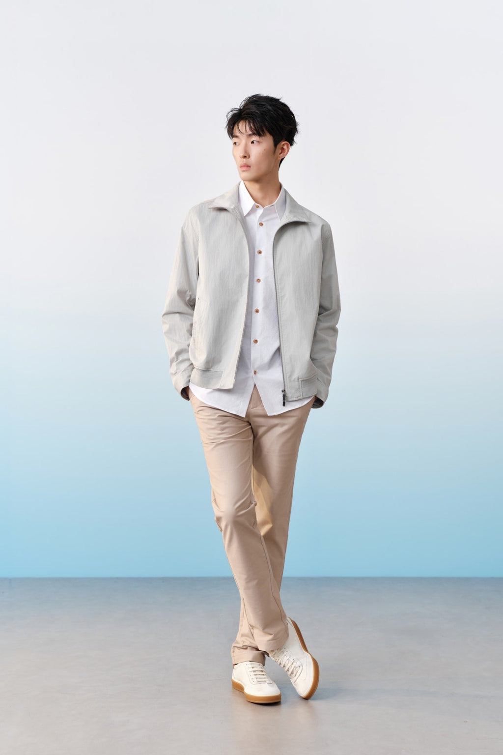 Cotton Blend Stretch Twill Slim Tapered Fit Casual Pants