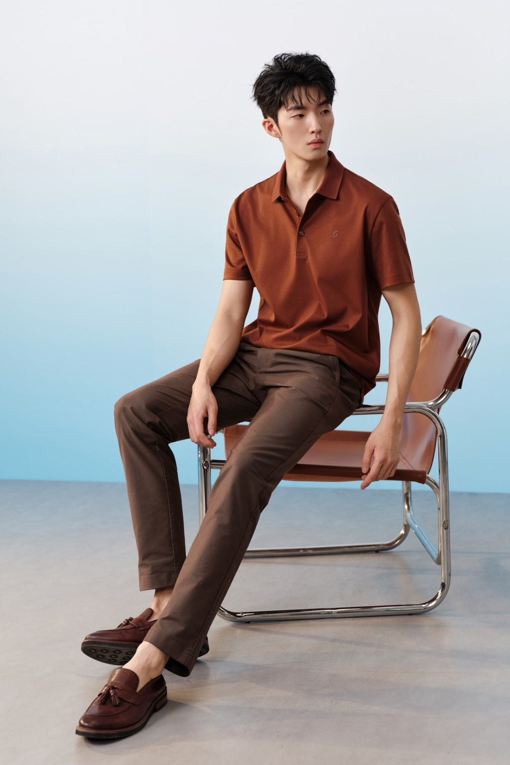 Cotton Blend Stretch Twill Slim Tapered Fit Casual Pants