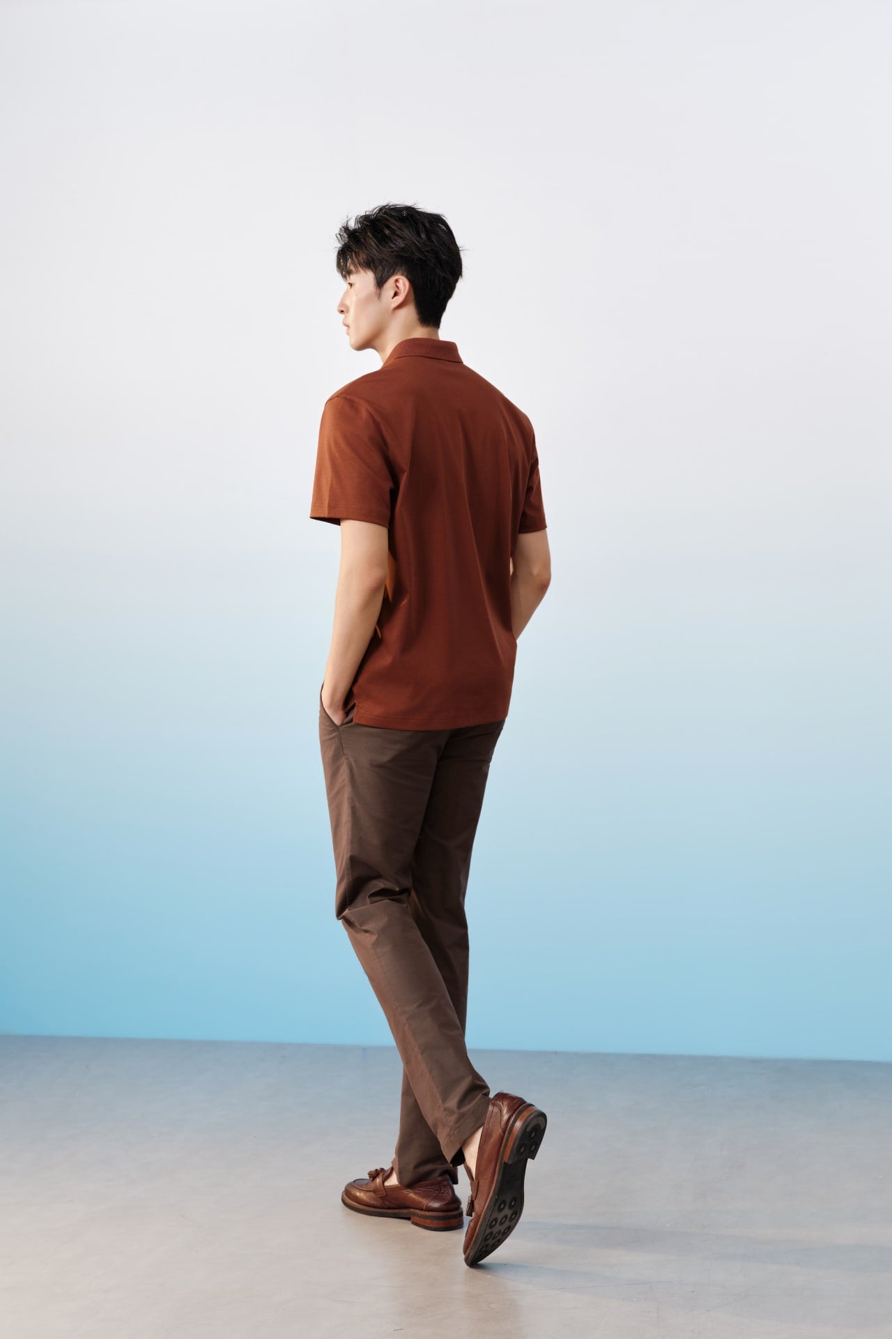 Cotton Blend Stretch Twill Slim Tapered Fit Casual Pants