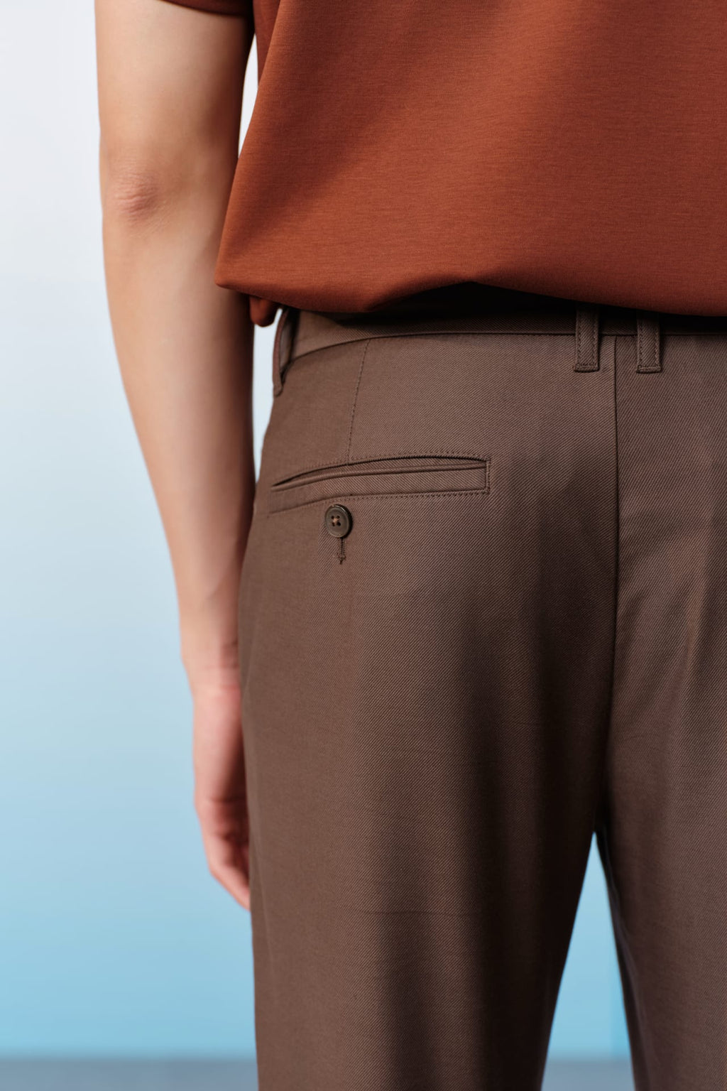Cotton Blend Stretch Twill Slim Tapered Fit Casual Pants