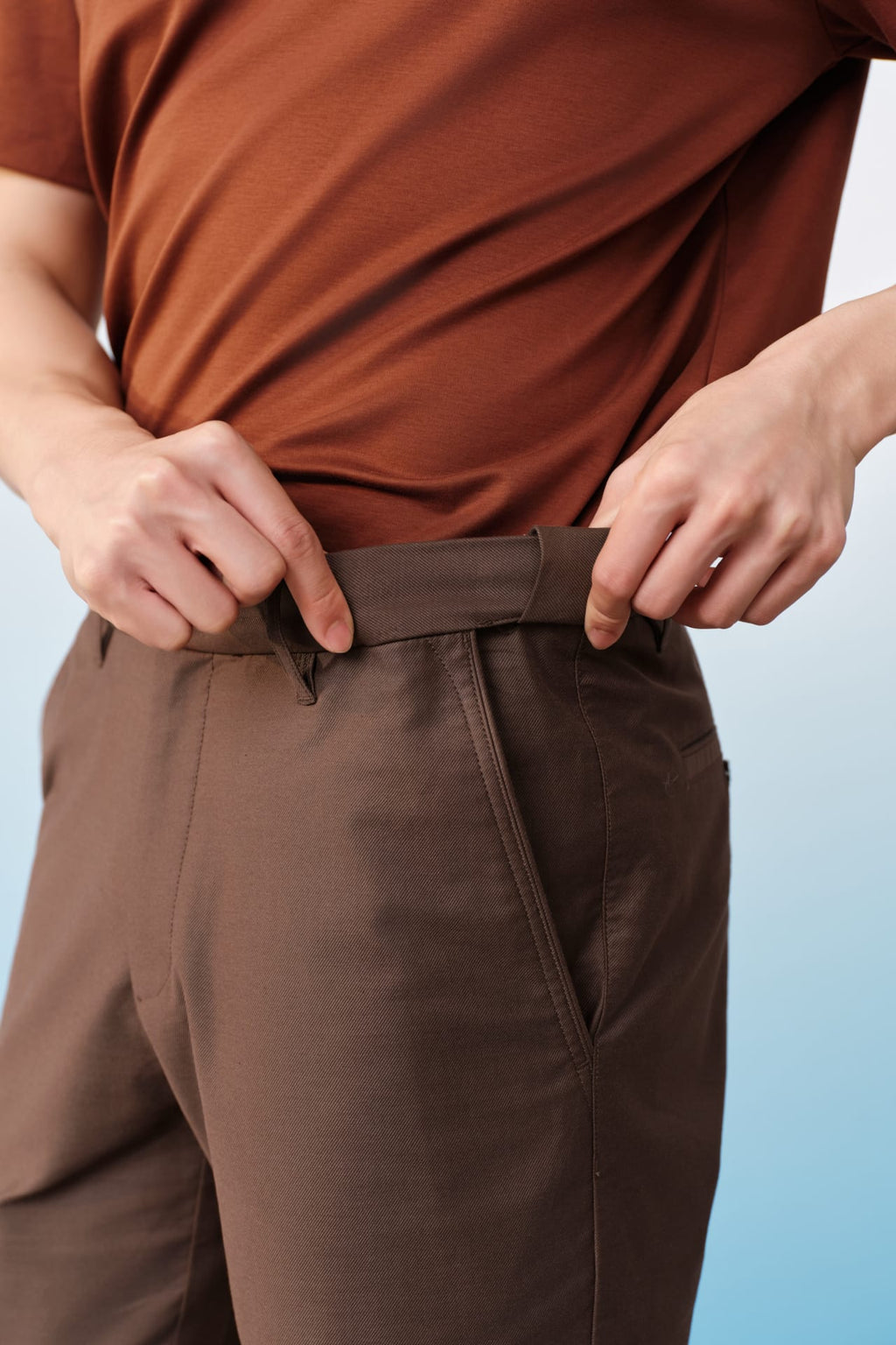Cotton Blend Stretch Twill Slim Tapered Fit Casual Pants