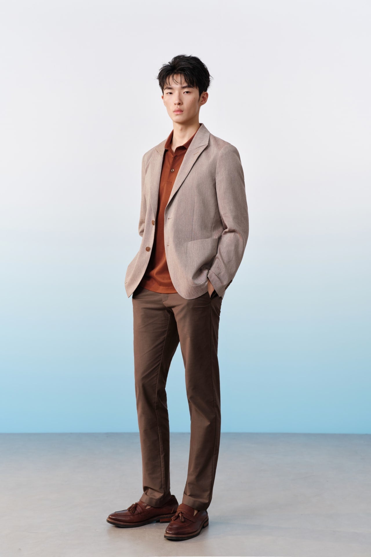 Cotton Blend Stretch Twill Slim Tapered Fit Casual Pants