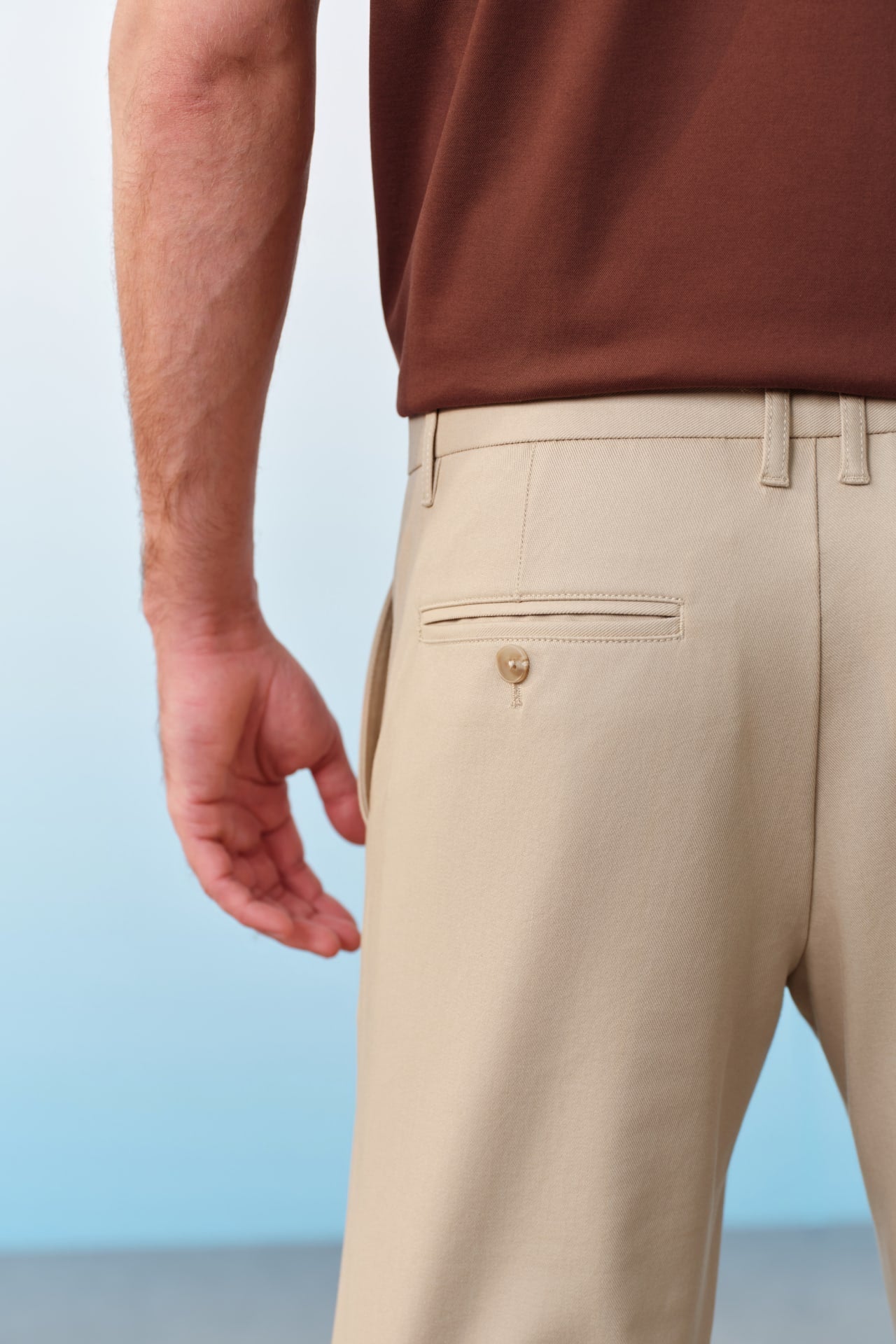 Stain Resistance Cotton Blend Stretch Twill Slim Tapered Fit Casual Pants