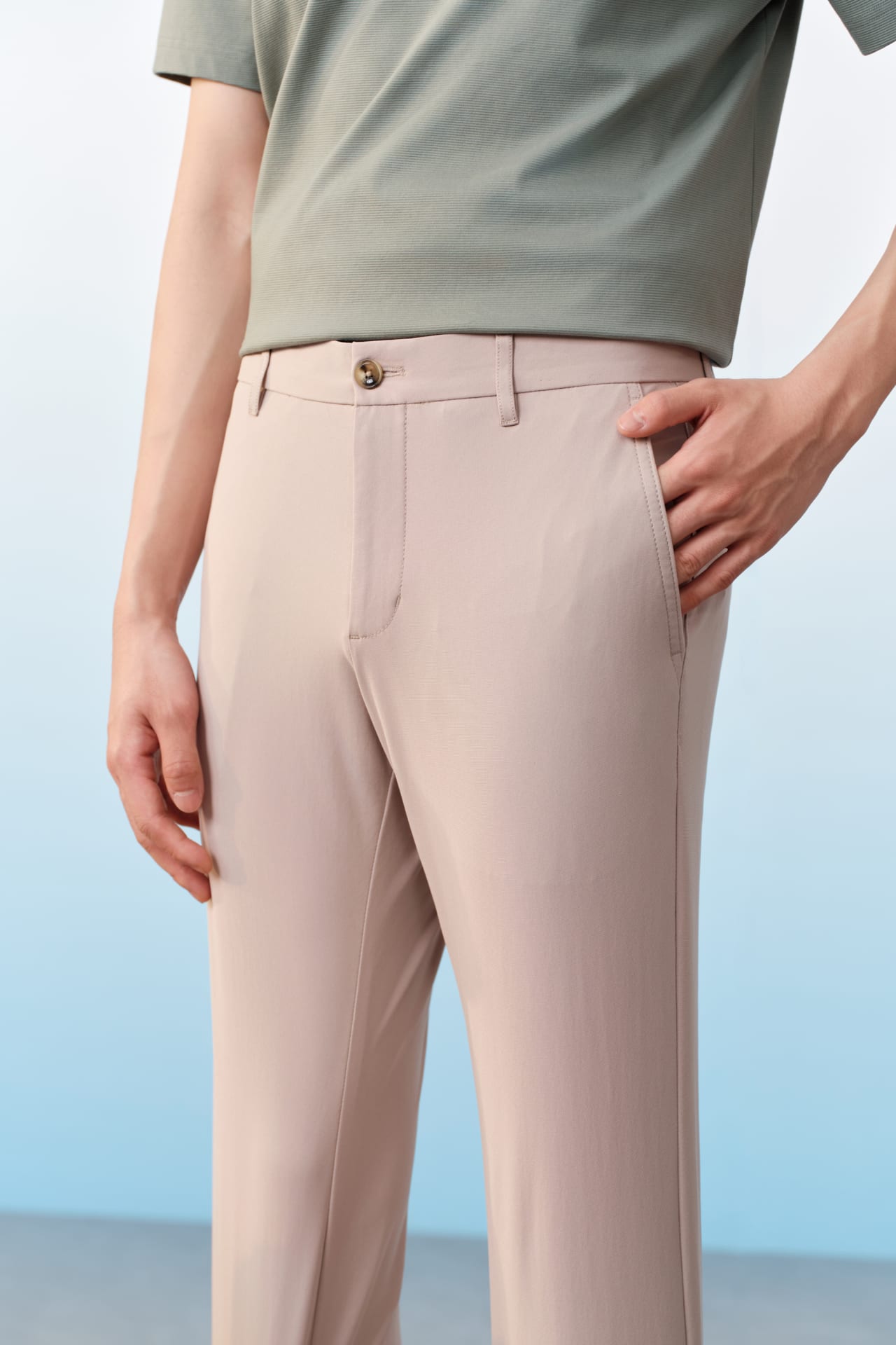 Multi-Way Stretch Poly Knit Ottoman Slim Tapered Fit Casual Pants