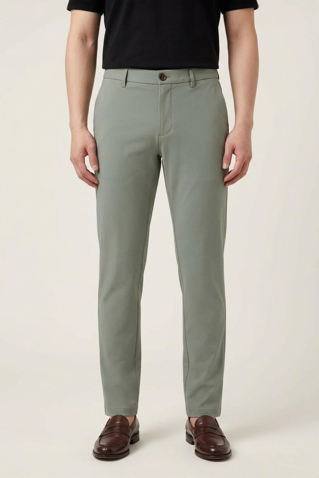 Multi-Way Stretch Poly Knit Ottoman Slim Tapered Fit Casual Pants