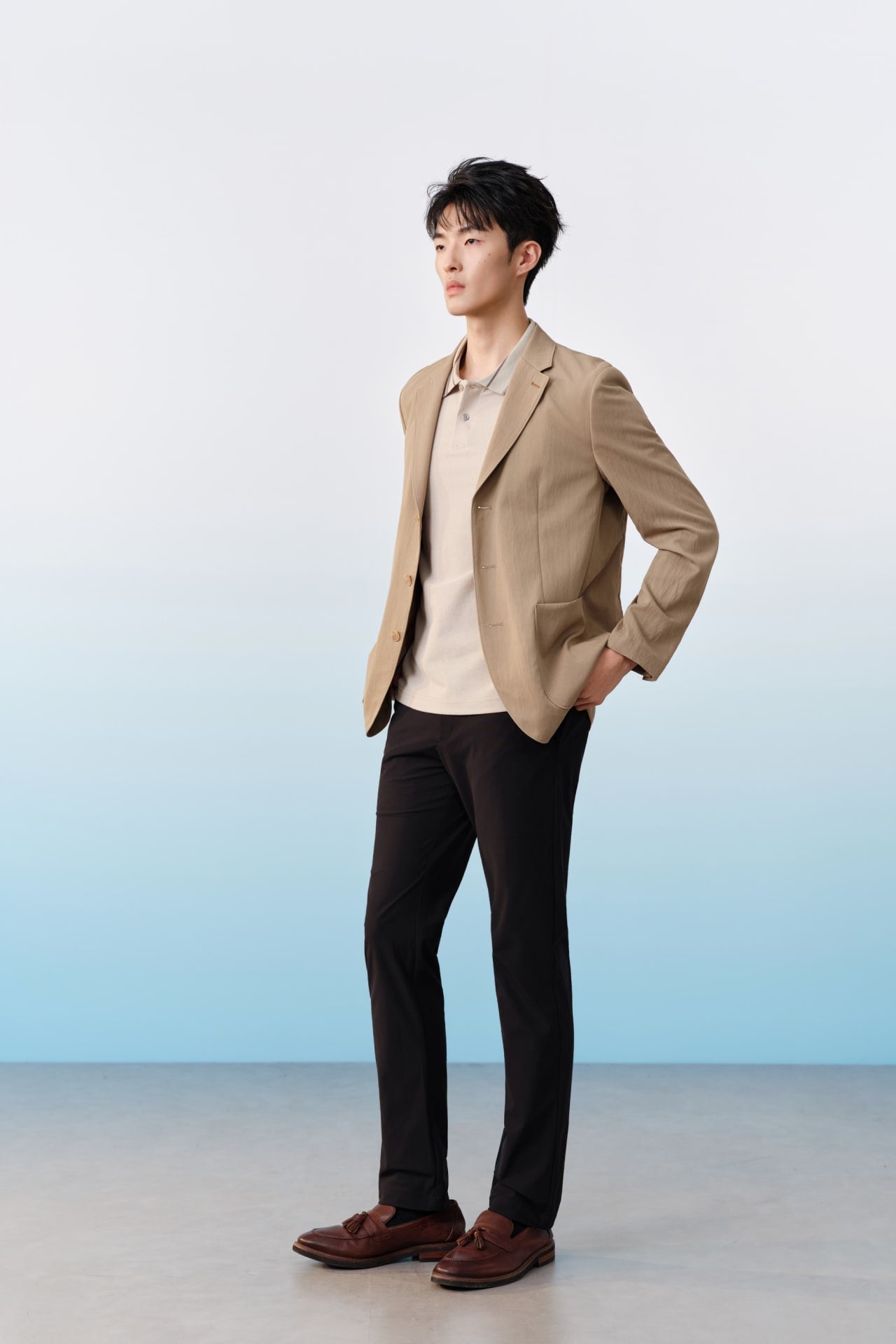 Multi-Way Stretch Poly Knit Ottoman Slim Tapered Fit Casual Pants