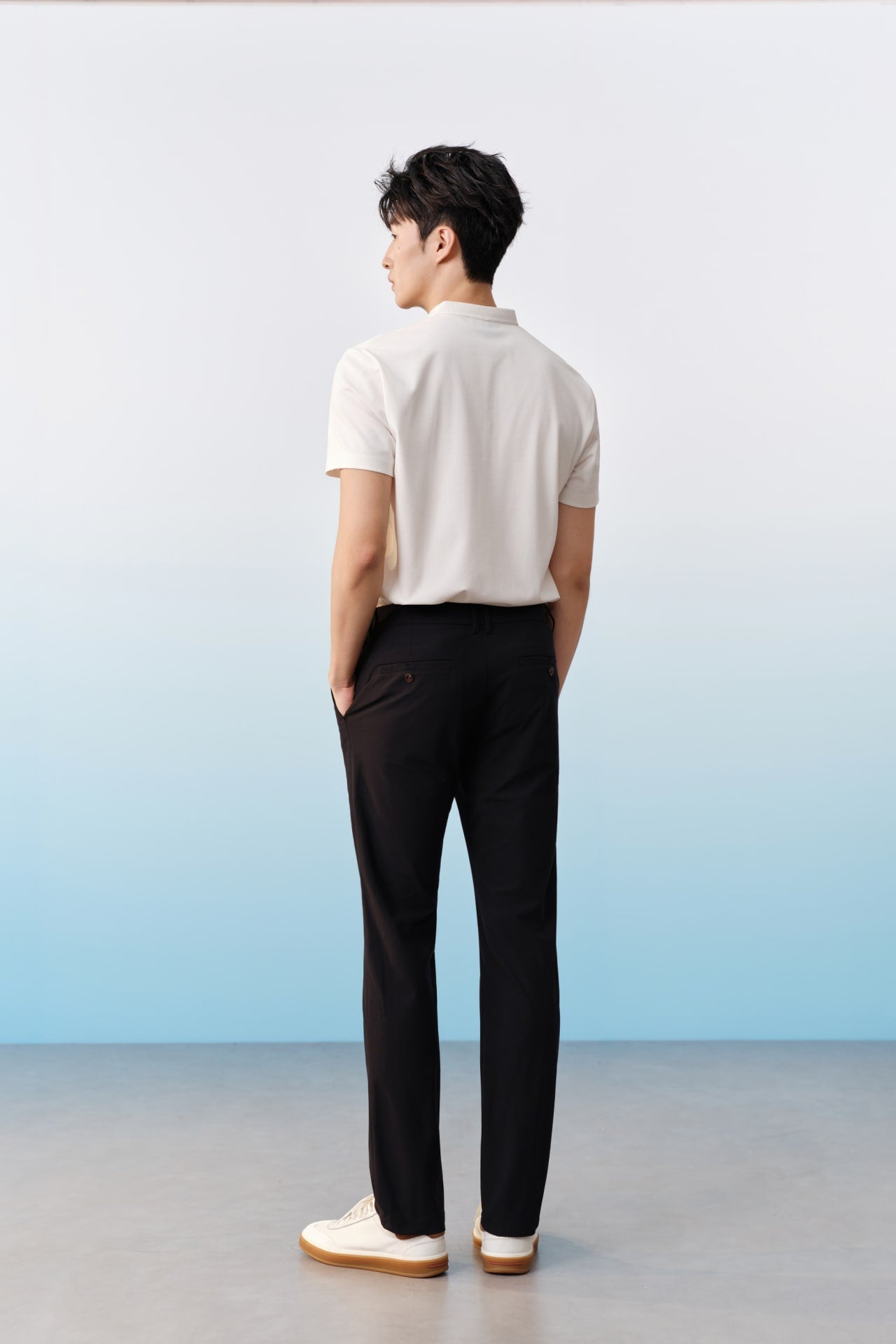 Multi-Way Stretch Poly Knit Ottoman Slim Tapered Fit Casual Pants