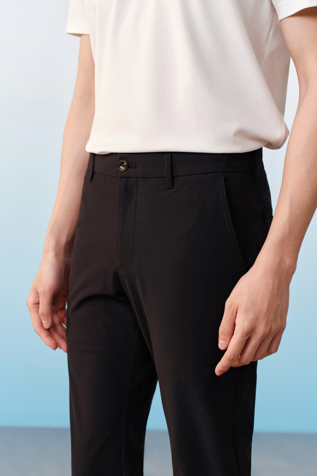 Multi-Way Stretch Poly Knit Ottoman Slim Tapered Fit Casual Pants