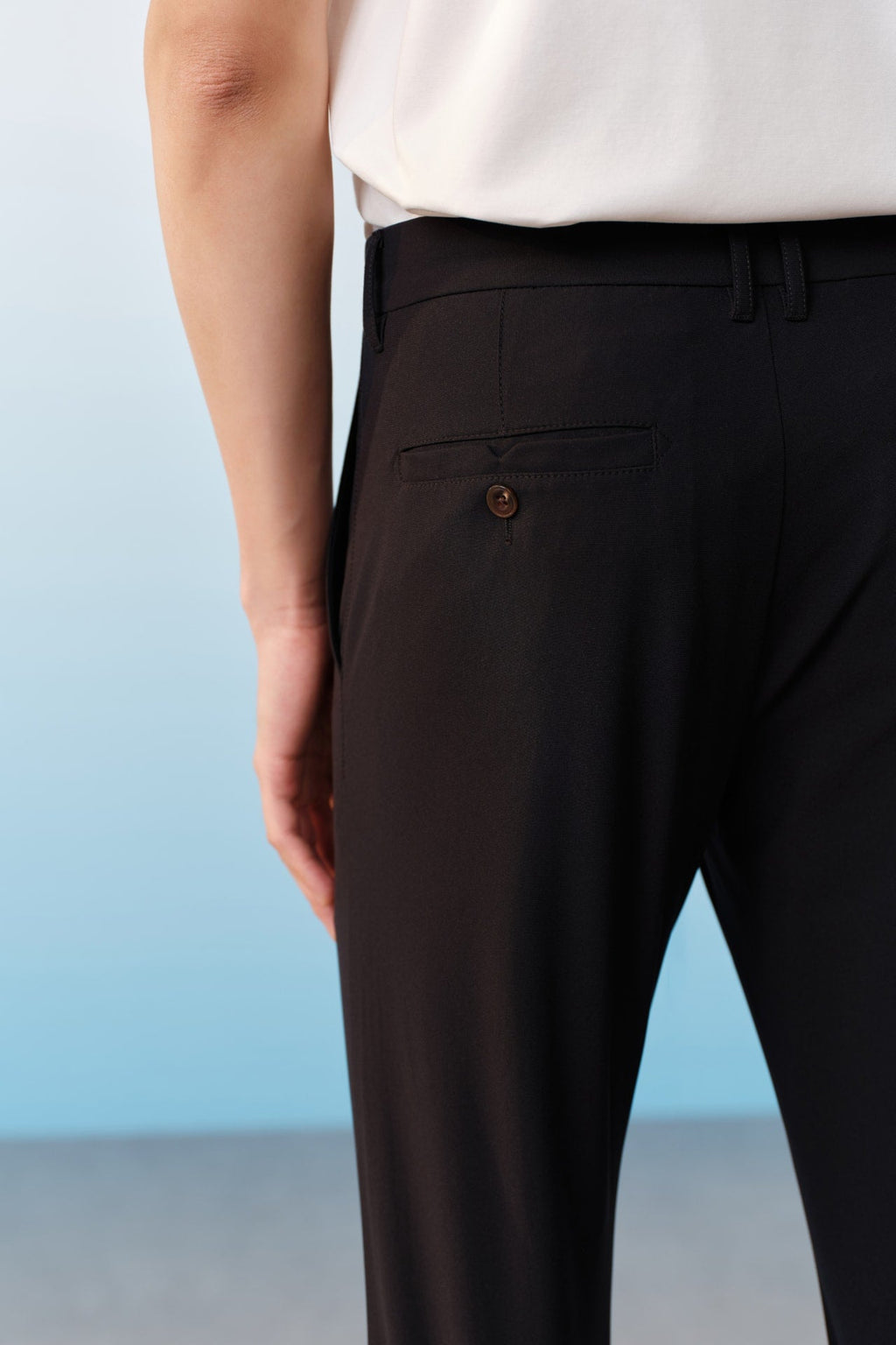 Multi-Way Stretch Poly Knit Ottoman Slim Tapered Fit Casual Pants