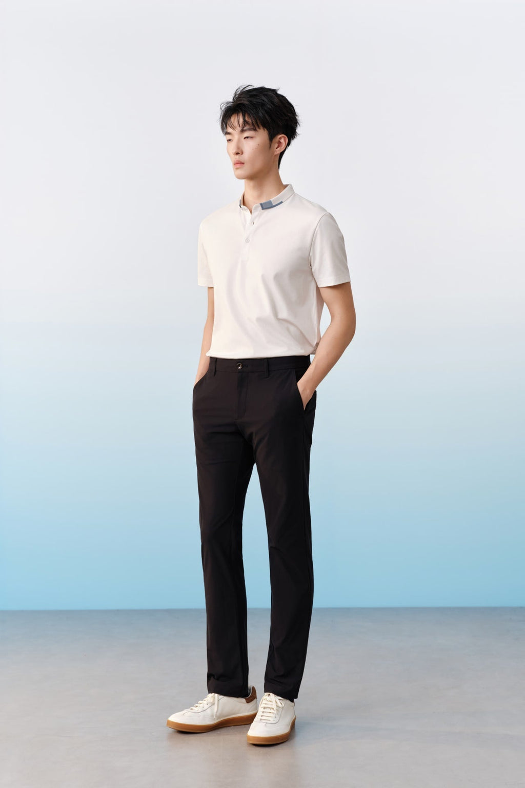 Multi-Way Stretch Poly Knit Ottoman Slim Tapered Fit Casual Pants