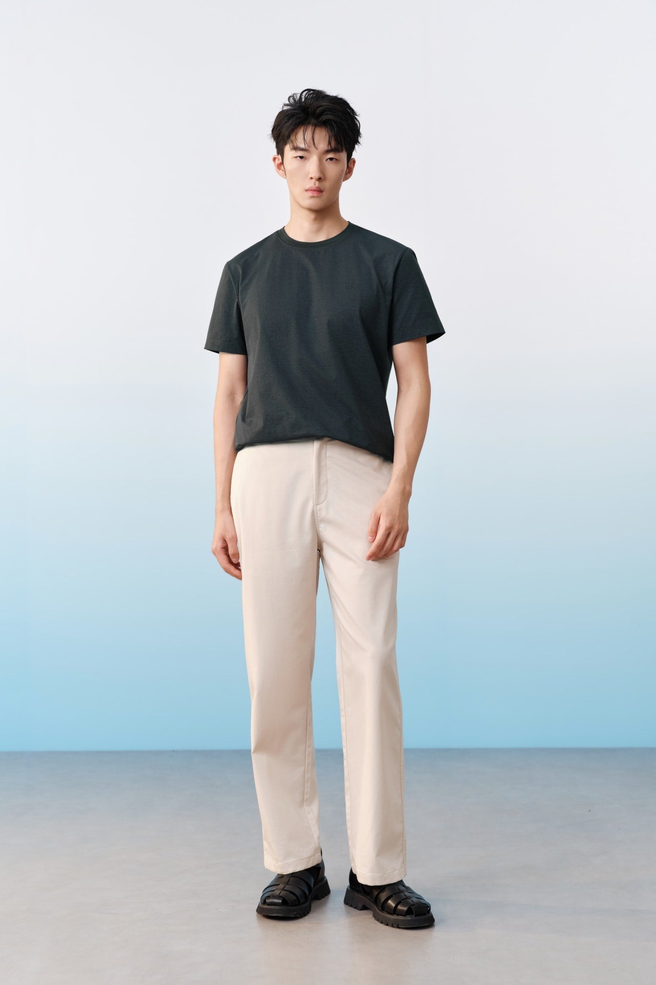 Lyocell Blend Twill Wide Straight Fit Casual Pants