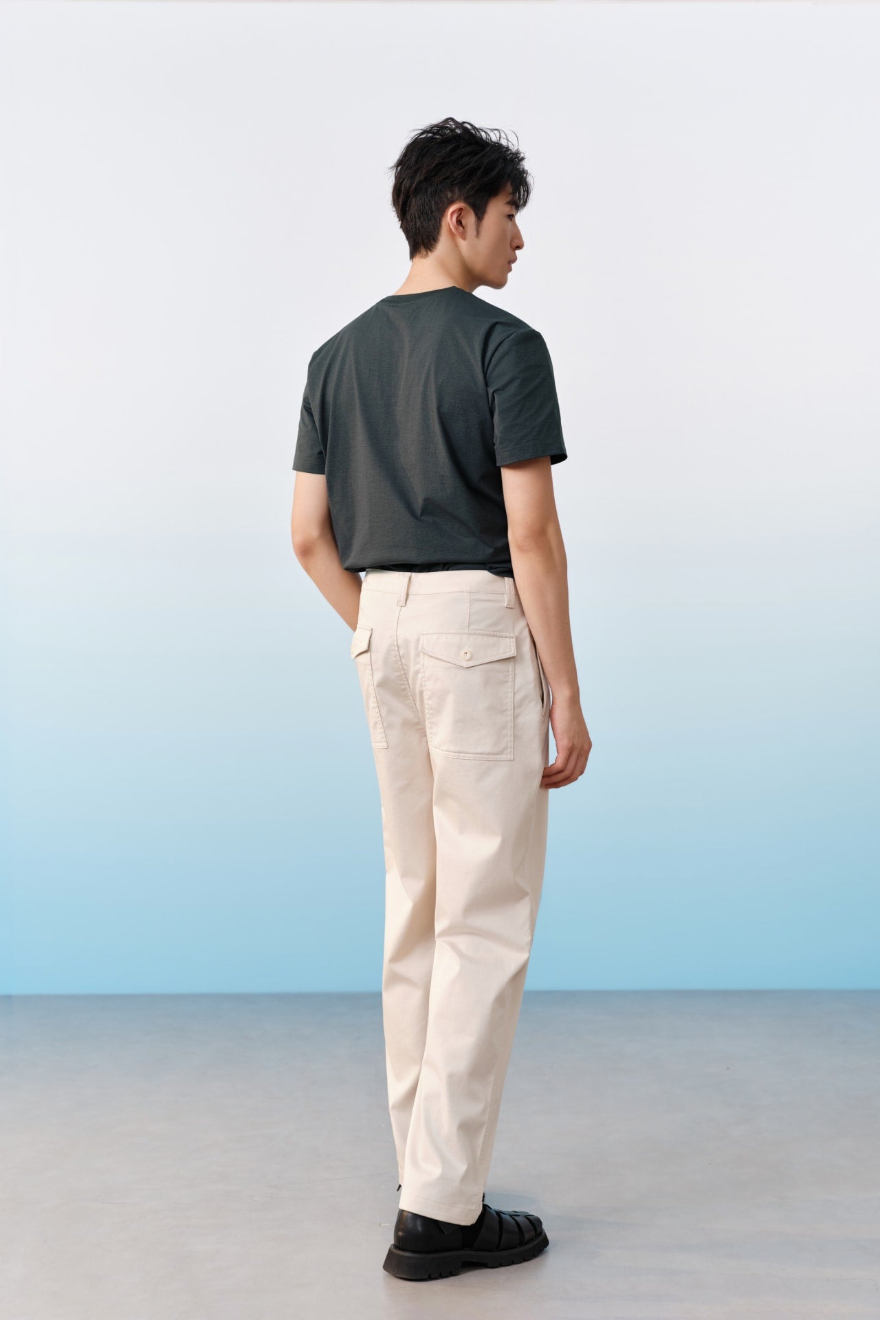 Lyocell Blend Twill Wide Straight Fit Casual Pants