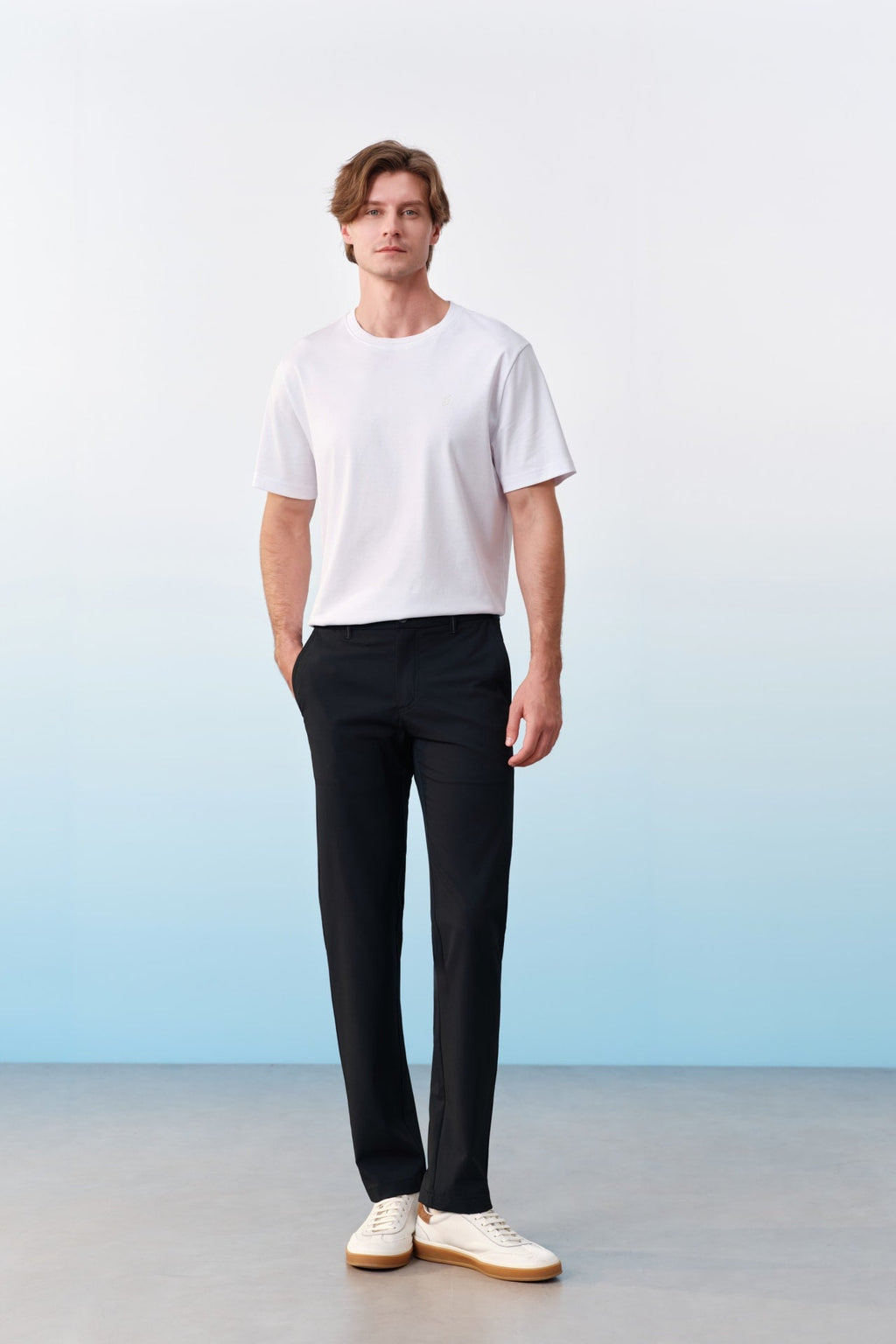 Multi-Way Stretch Anti UV Poly Twill Smart Fit Casual Pants With Elastic Waistband