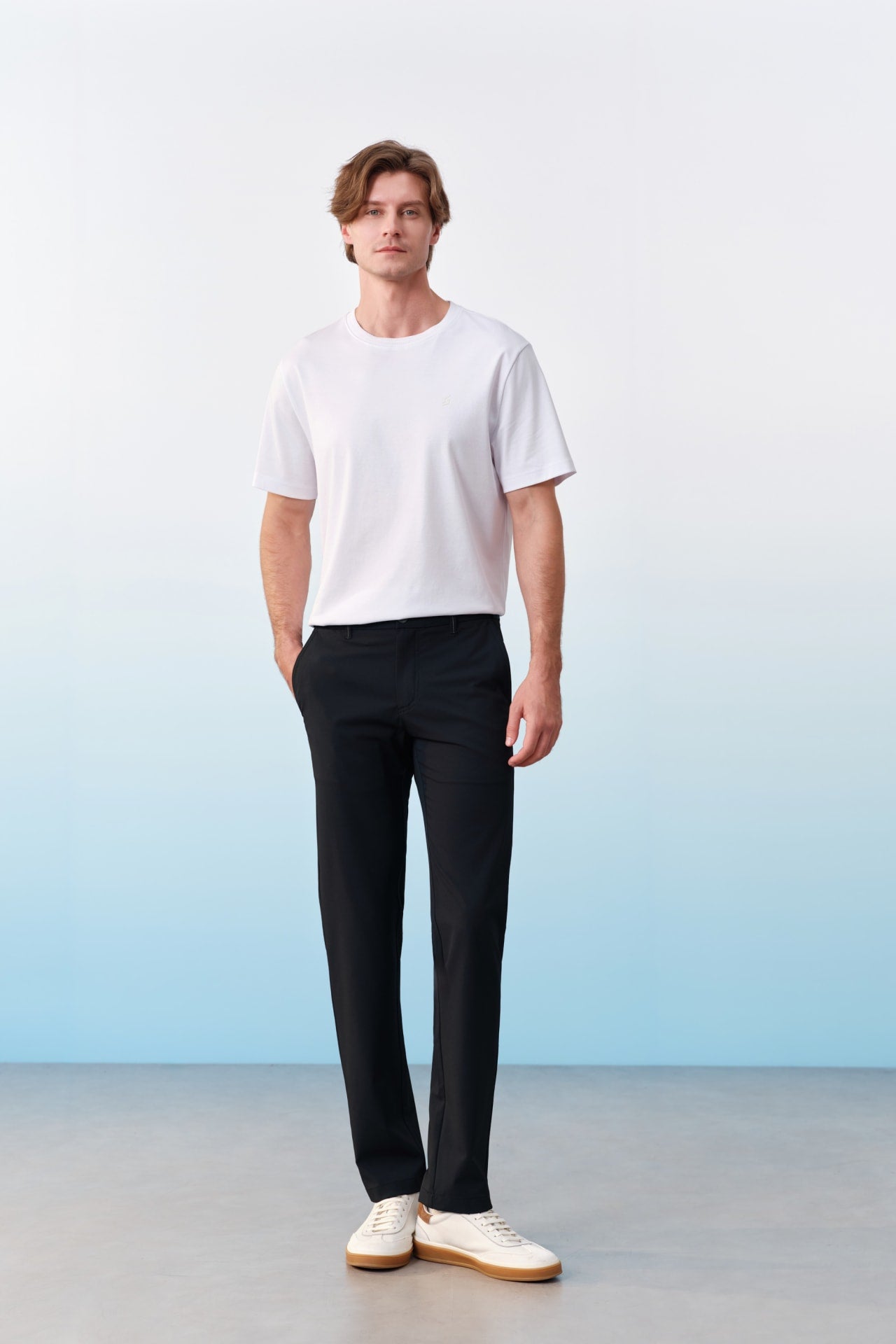 Multi-Way Stretch Anti UV Poly Twill Smart Fit Casual Pants With Elastic Waistband