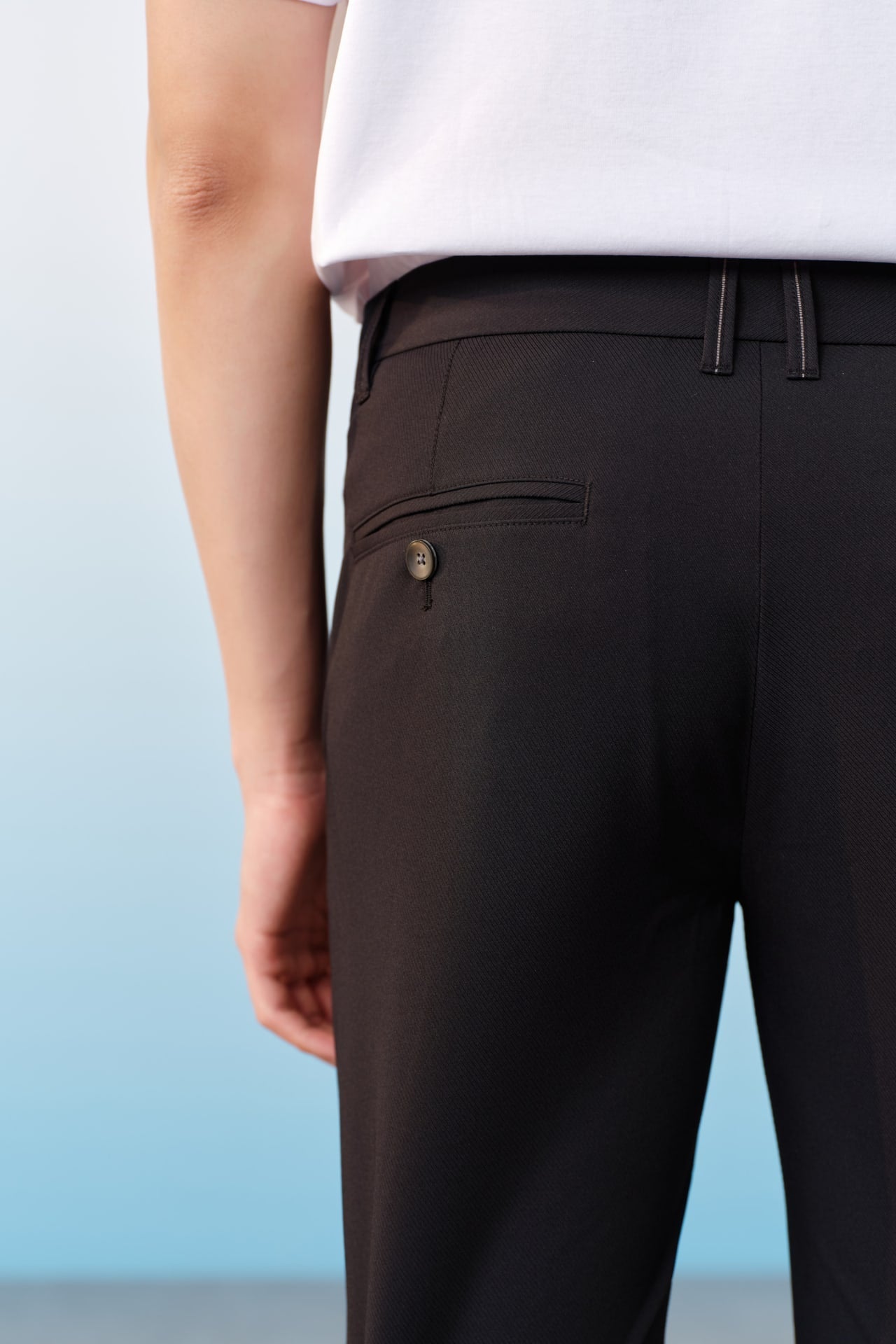 Multi-Way Stretch Anti UV Poly Twill Smart Fit Casual Pants With Elastic Waistband