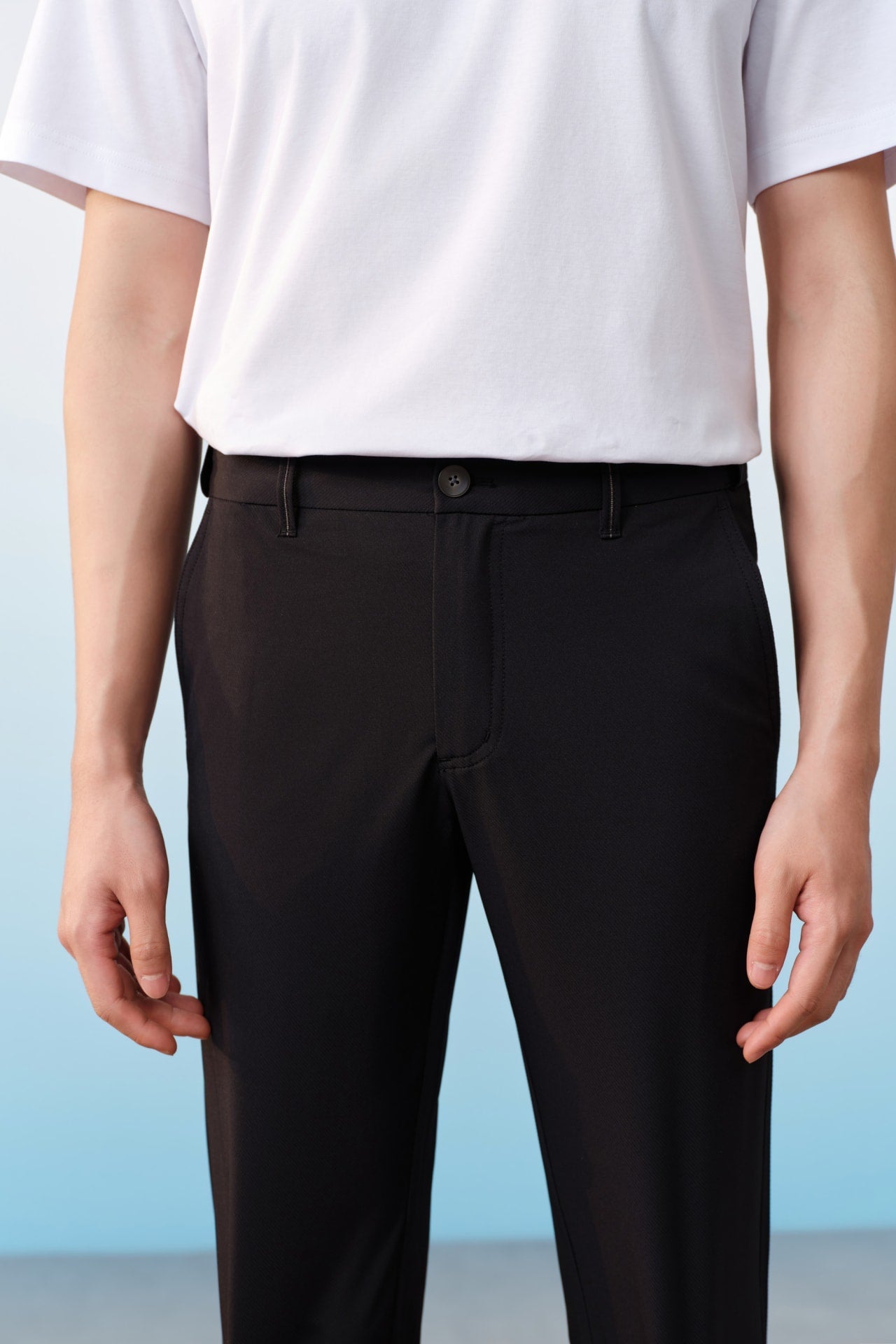 Multi-Way Stretch Anti UV Poly Twill Smart Fit Casual Pants With Elastic Waistband