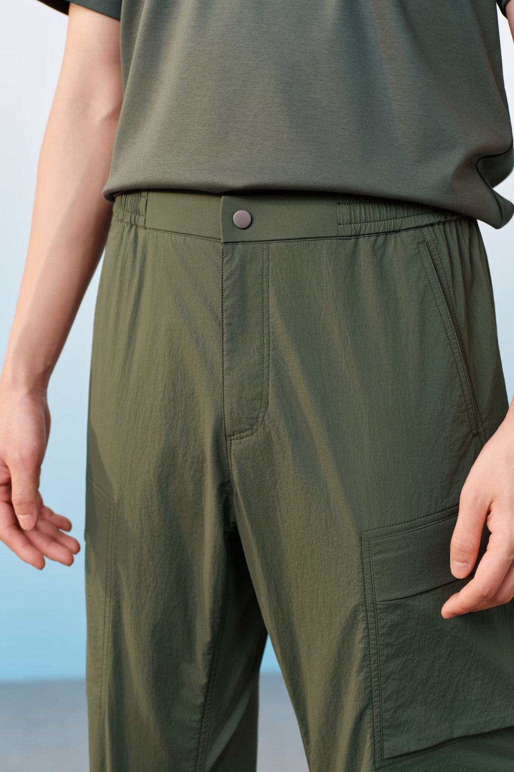 Lightweight Multi-Way Stretch Nylon Smart Tapered Fit Casual Pants