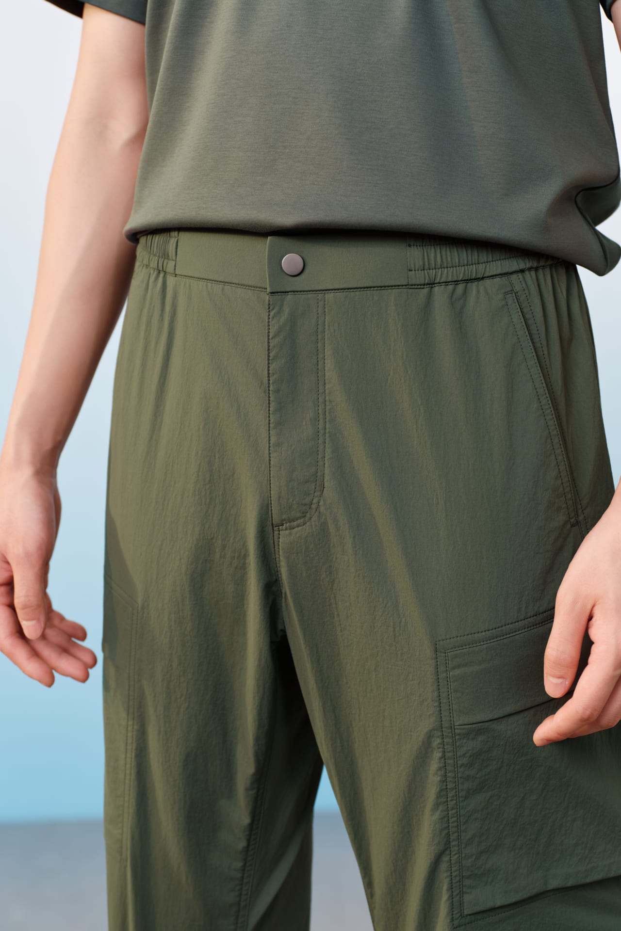 Lightweight Multi-Way Stretch Nylon Smart Tapered Fit Casual Pants