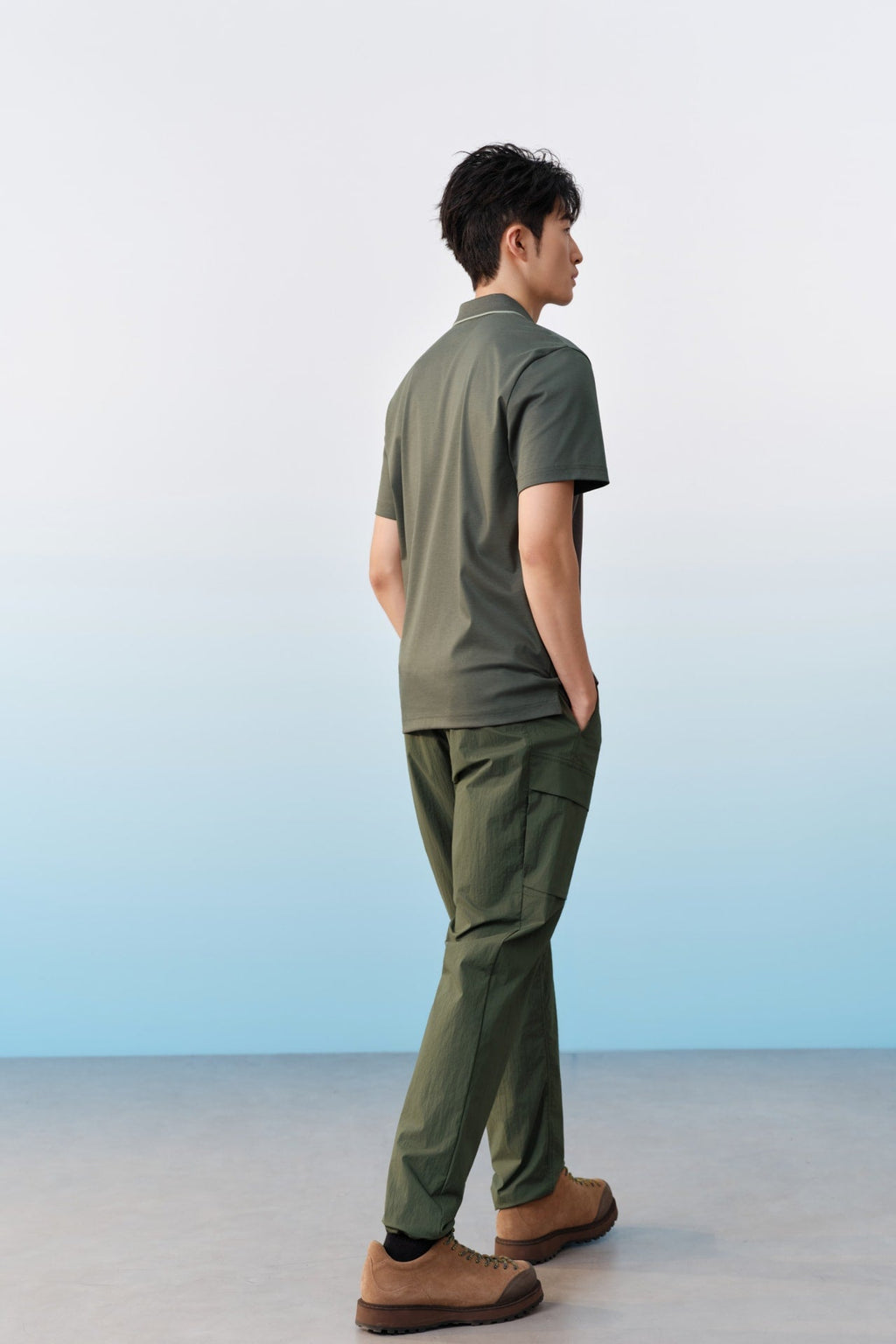Lightweight Multi-Way Stretch Nylon Smart Tapered Fit Casual Pants