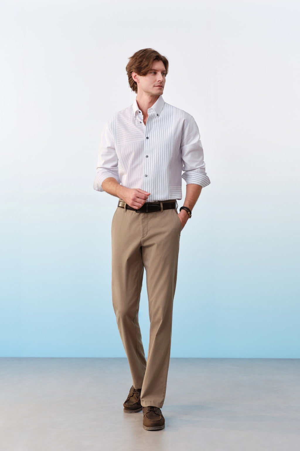 Lyocell Blend Stretch Twill Regular Fit Casual Pants