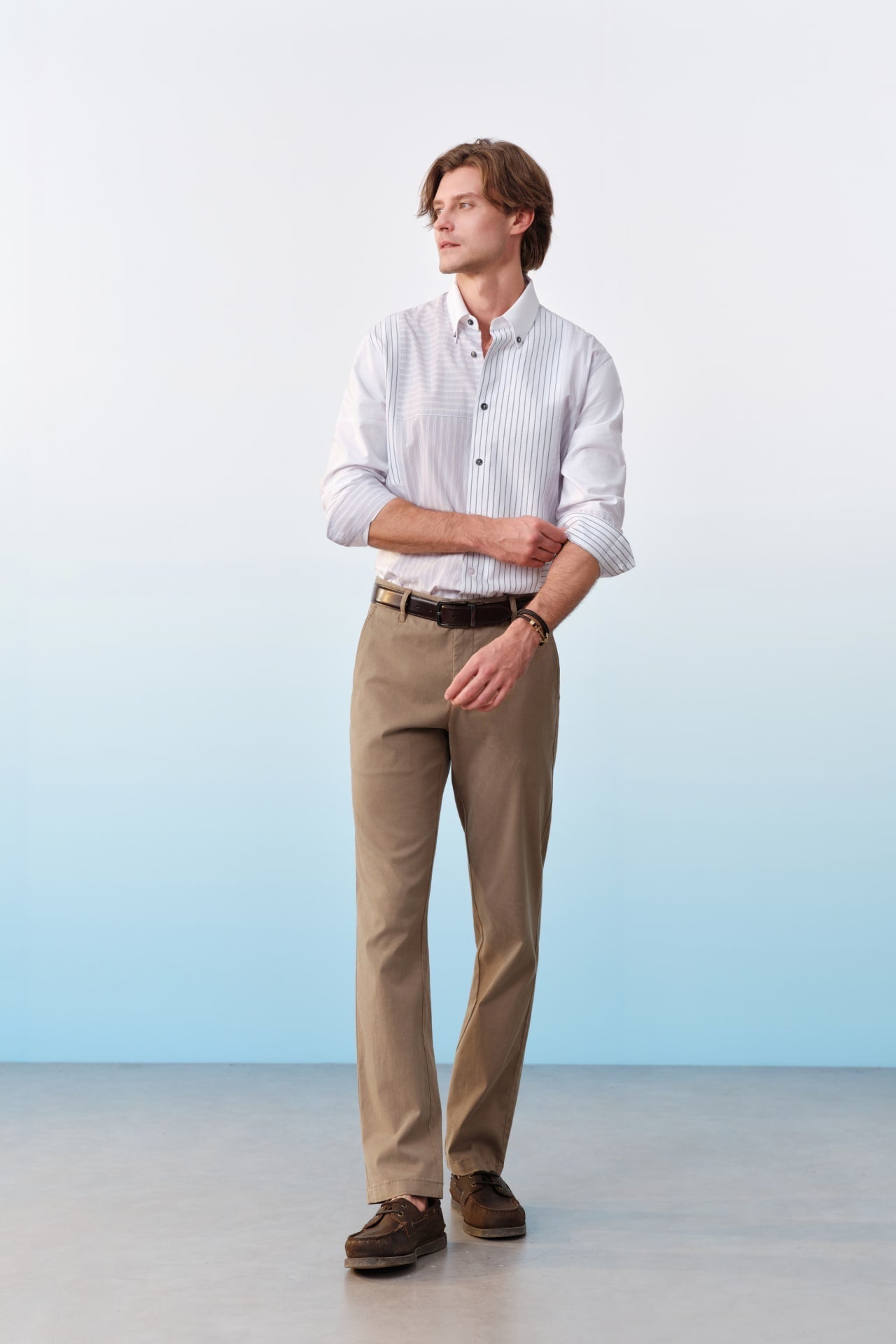 Lyocell Blend Stretch Twill Regular Fit Casual Pants