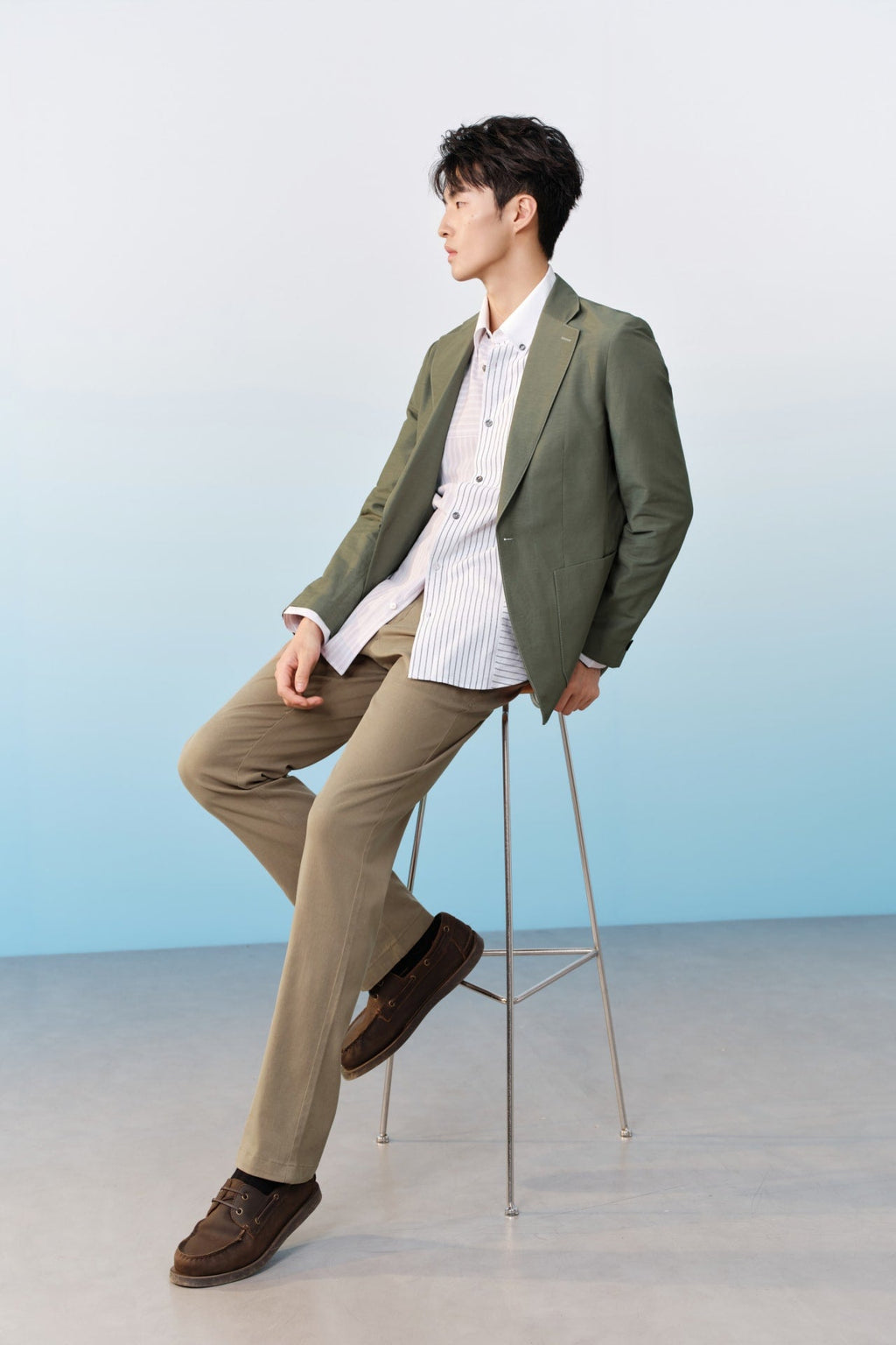 Lyocell Blend Stretch Twill Regular Fit Casual Pants