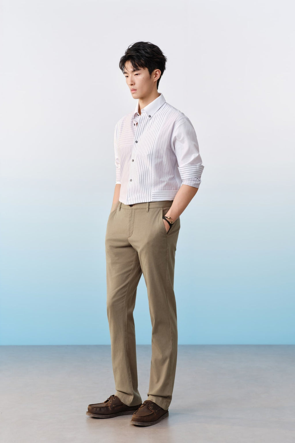 Lyocell Blend Stretch Twill Regular Fit Casual Pants