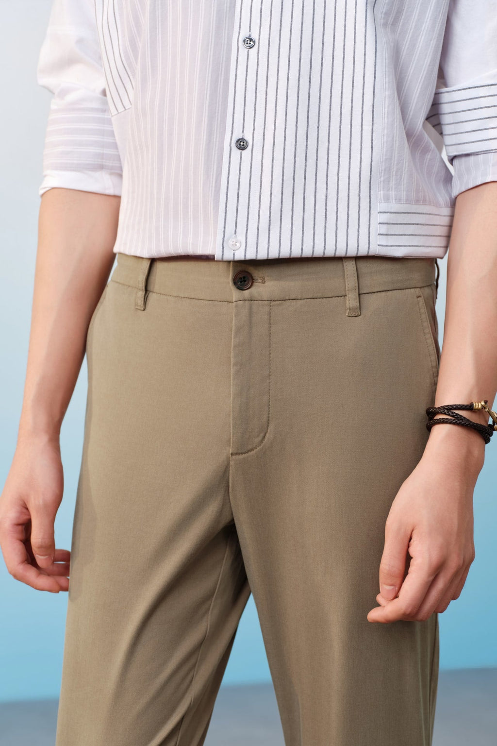 Lyocell Blend Stretch Twill Regular Fit Casual Pants