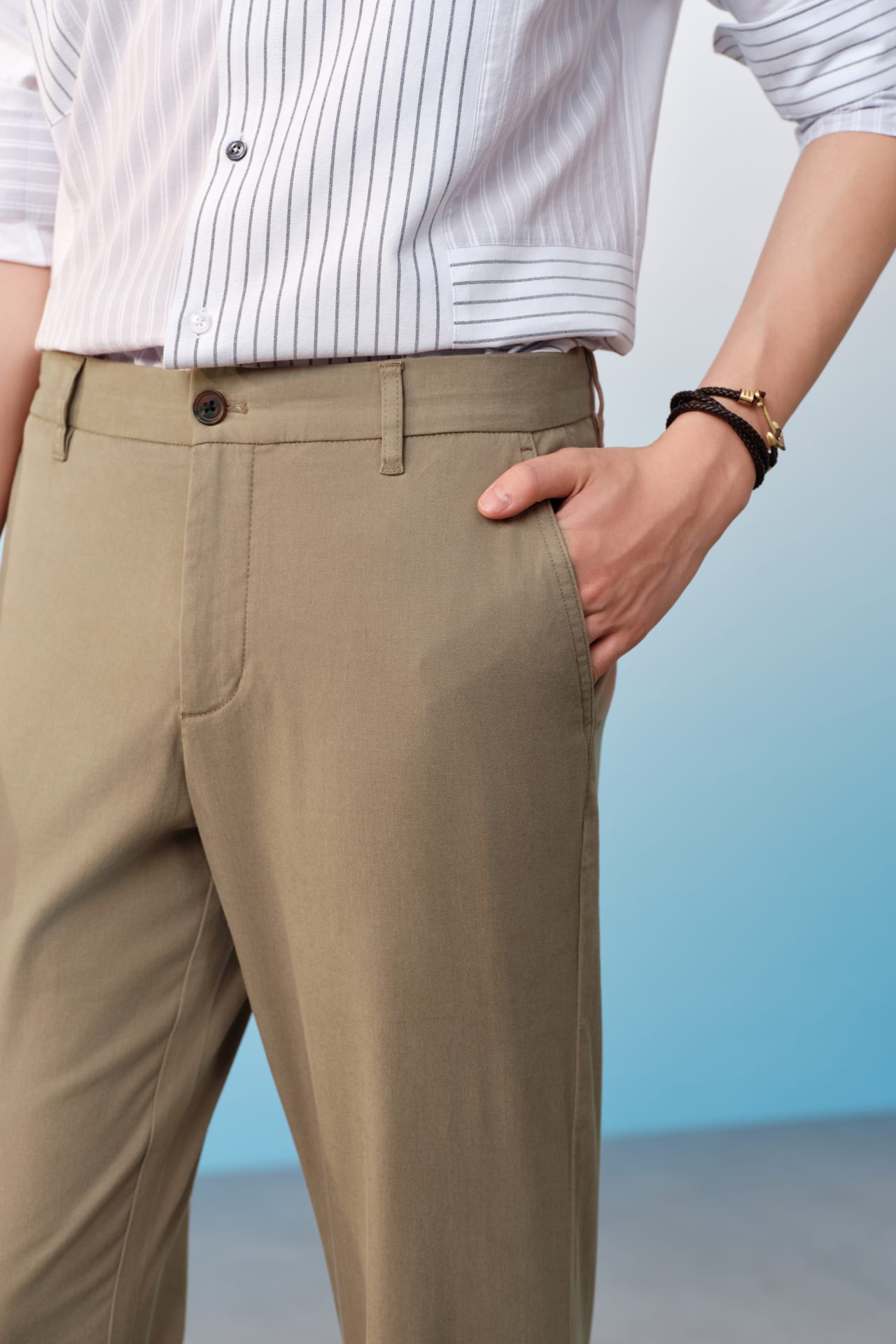 Lyocell Blend Stretch Twill Regular Fit Casual Pants