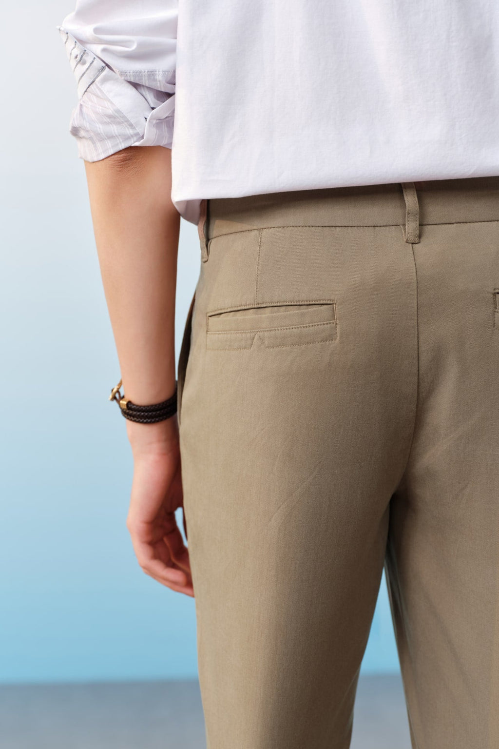 Lyocell Blend Stretch Twill Regular Fit Casual Pants