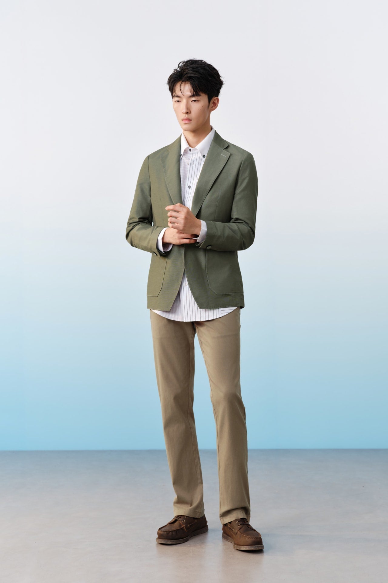 Lyocell Blend Stretch Twill Regular Fit Casual Pants