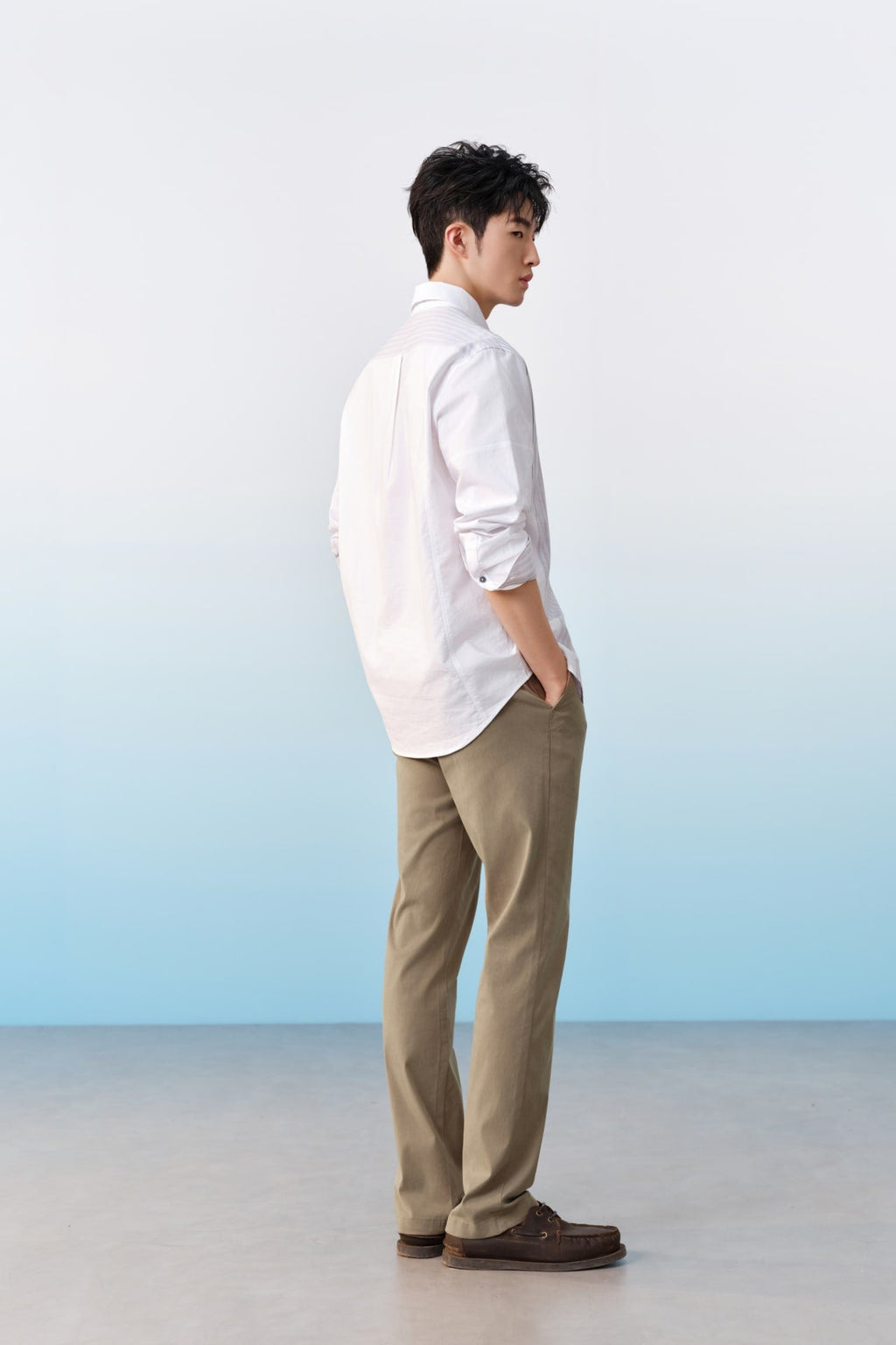 Lyocell Blend Stretch Twill Regular Fit Casual Pants