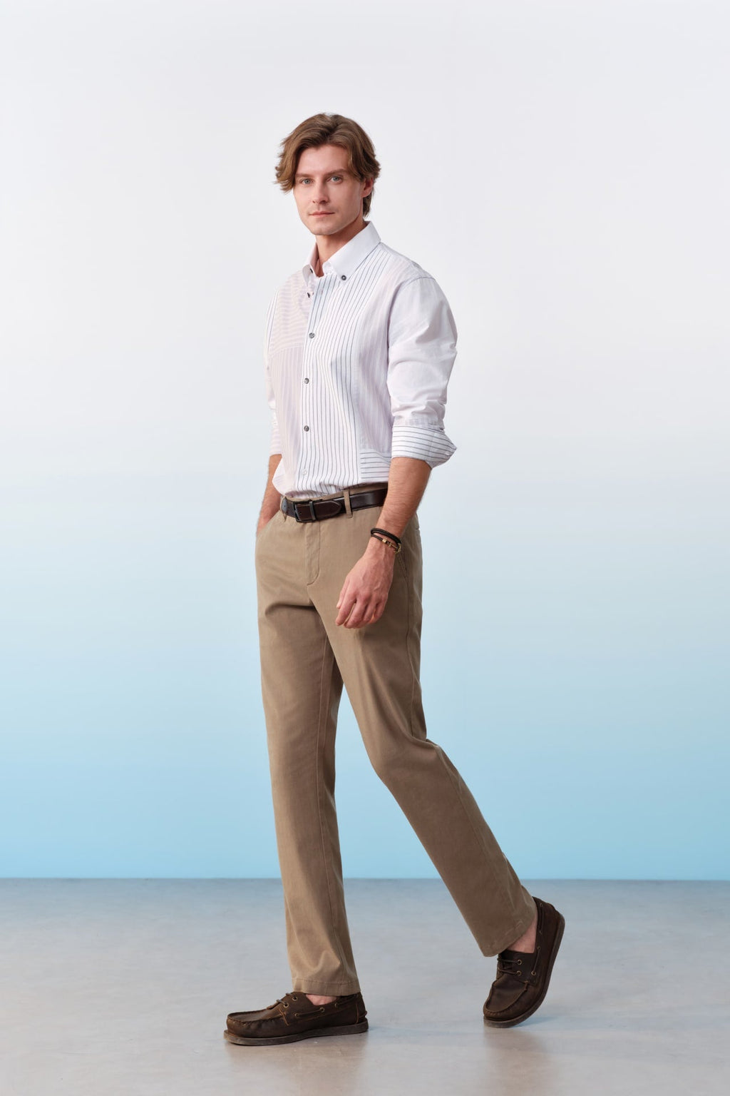Lyocell Blend Stretch Twill Regular Fit Casual Pants