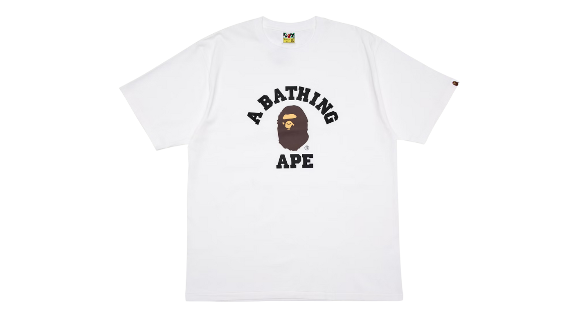 BAPE College Tee White Brown