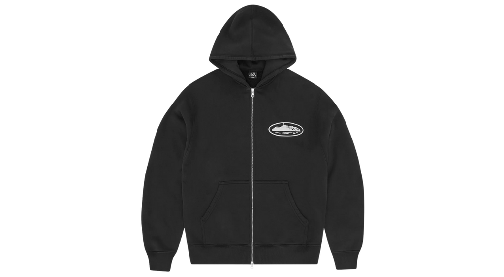 Corteiz Island Puff Print Zip Hoodie Black