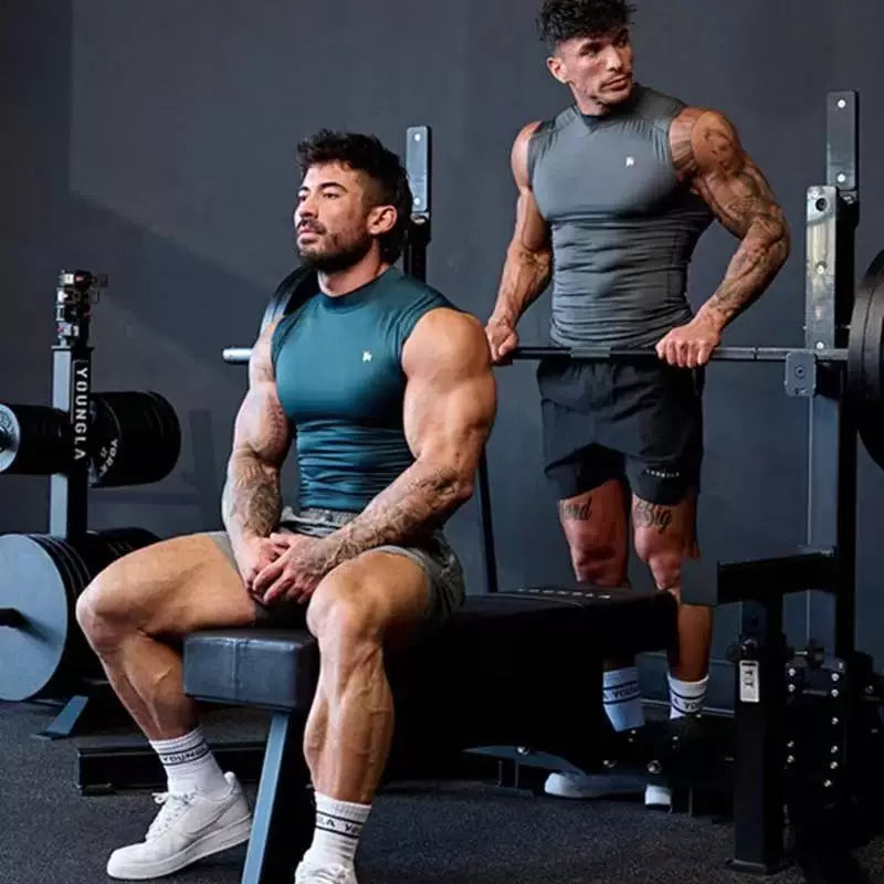 YOONGLA new fitness clothes, sports vests, men's muscle tight fitting clothes, men's high elasticity training clothes, sleeveless tops