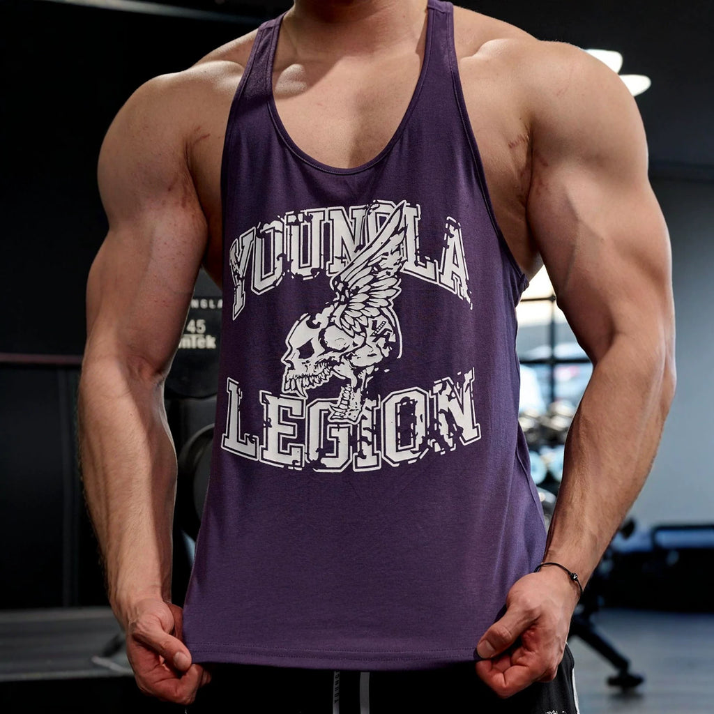 YOONGLA's new American style muscle fitness tank top, jogger's gym workout and fitness training tank top