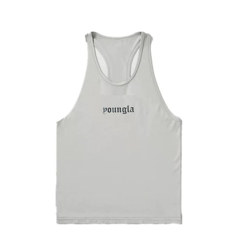 YOONGLA Summer Running Fitness Sleeveless Fashion Leisure Breathable Elastic Muscle Giant Roll Iron Tank Top