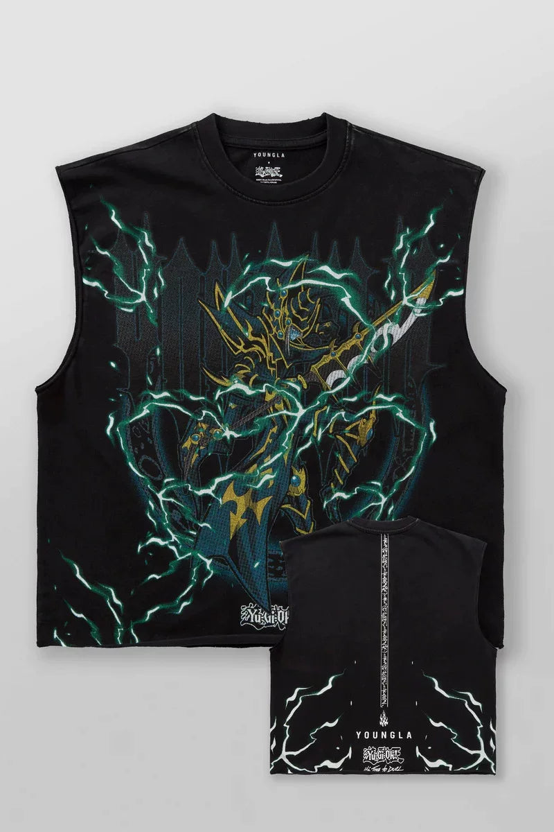 2026 new short and wide shoulder men's themed printed T-shirt with oversized design for sports and fitness, loose cotton vest