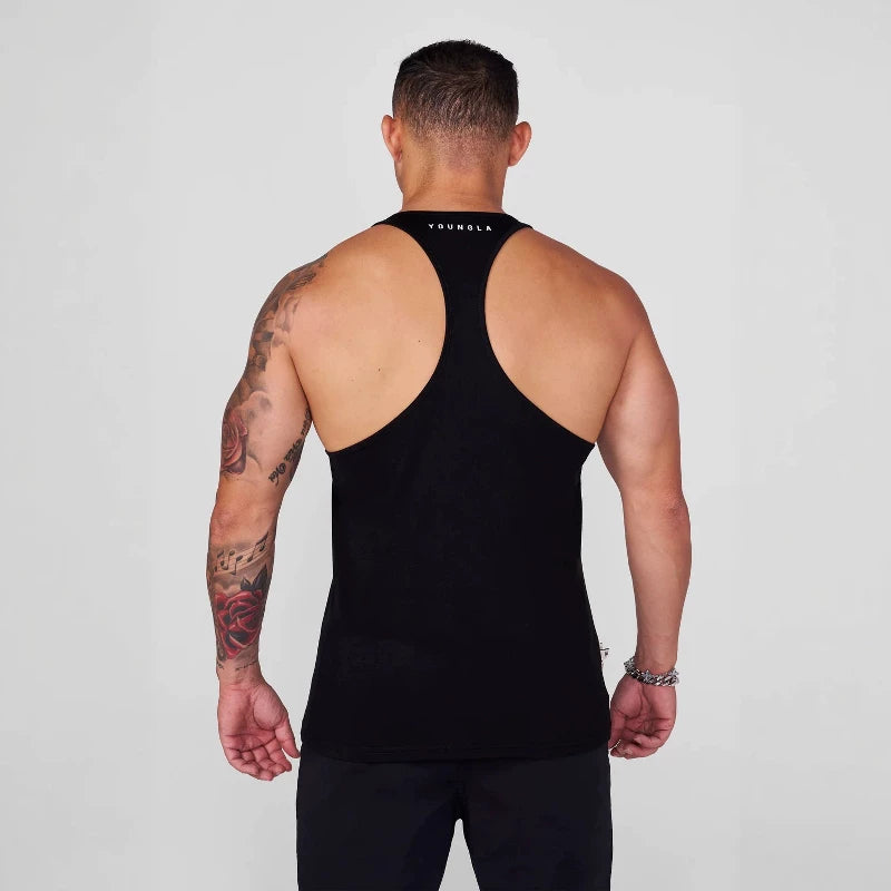 YOONGLA Summer Men's Fitness Shirt Sleeveless Tank Top Quick drying Stretch Sports Training Running High stretch Top