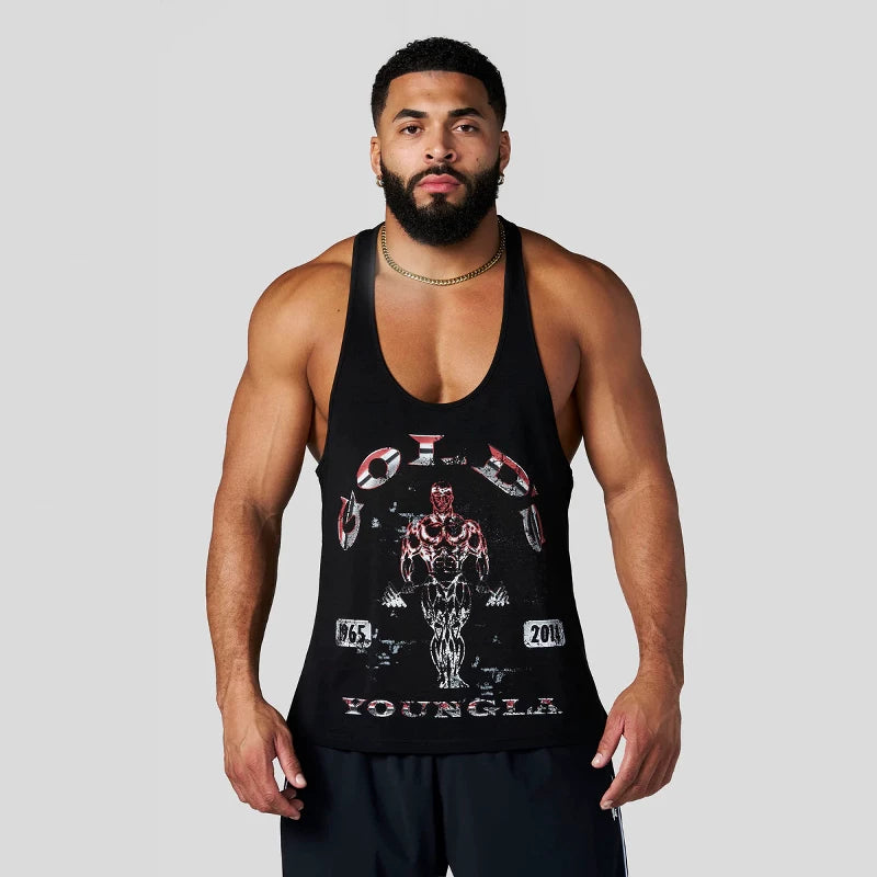 YOUNG LA20226 Summer New Men's Tank Top, Jogger Sports Fitness Cotton Slimming Tank Top