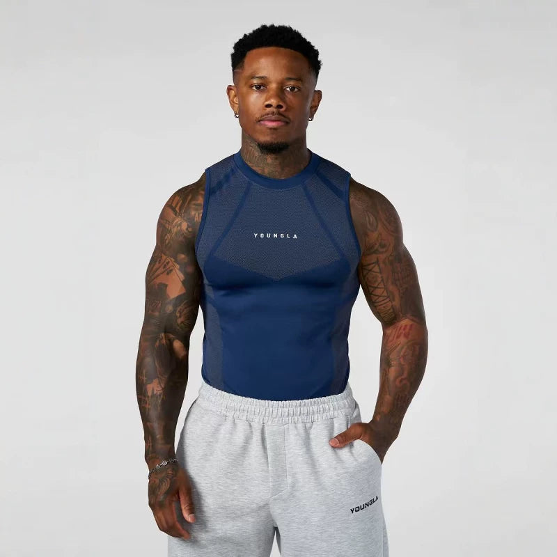 YOONGLA American Summer New Men's Tight T-shirt Jogger Sports Fitness Running Training Speed Drying Short Sleeve