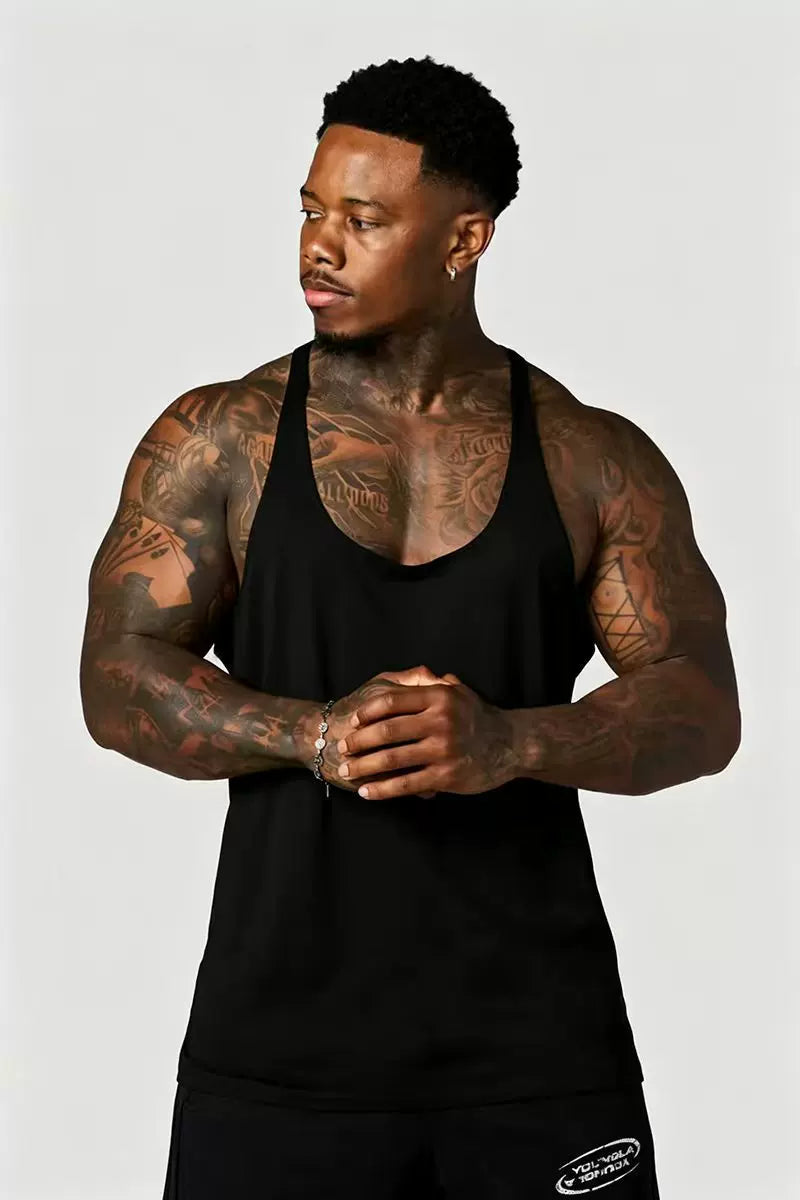 YOUNG Li American style new men's vest muscle sports fitness cotton print casual trend sleeveless T-shirt trend