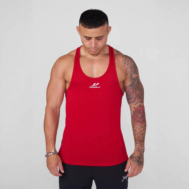 YOONGLA Summer Men's Fitness Shirt Sleeveless Tank Top Quick drying Stretch Sports Training Running High stretch Top