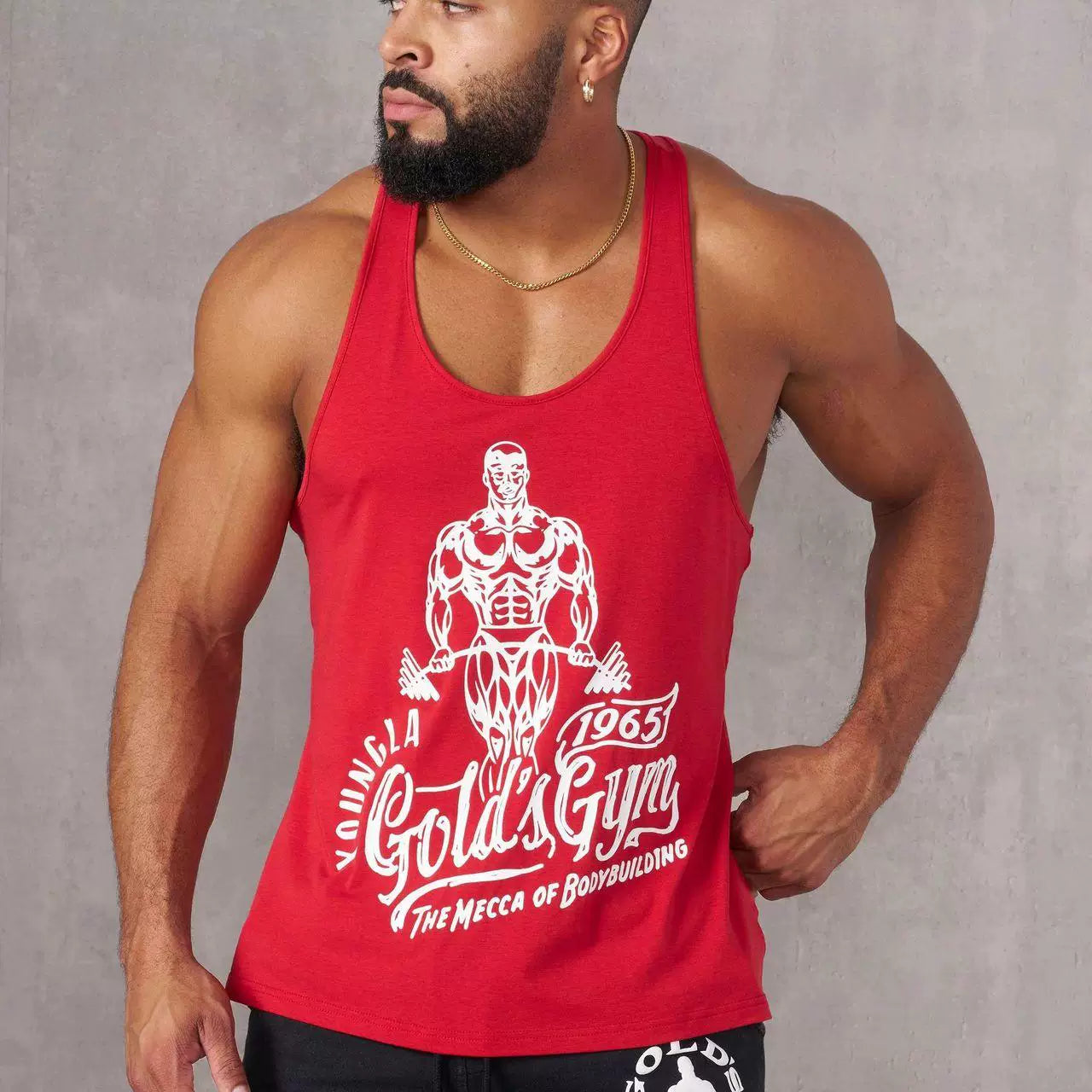 YOUNG LA New Men's Tank Top Outdoor Running Training Sports Fitness Fast Drying Breathable Pure Cotton Printed Top