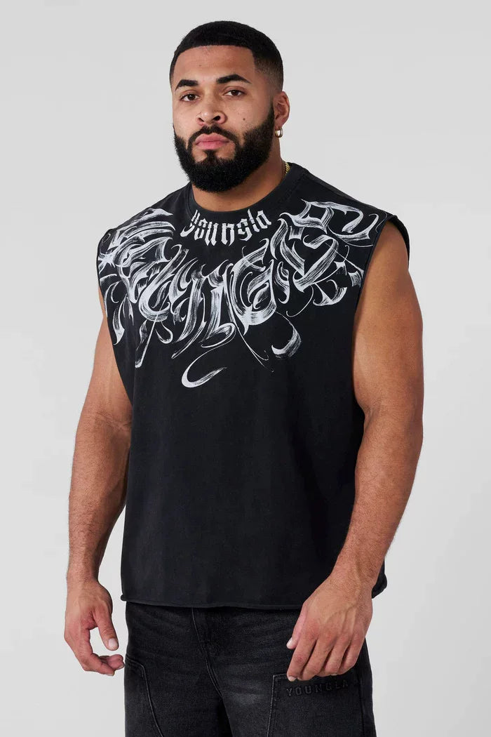 YOUNG LA American Trendy Brand Men's Digital Direct Spray Summer New Slow Running Sports Fitness Tank Top Fashion Leisure Sleeveless T-shirt