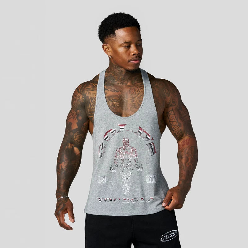 YOUNG LA20226 Summer New Men's Tank Top, Jogger Sports Fitness Cotton Slimming Tank Top