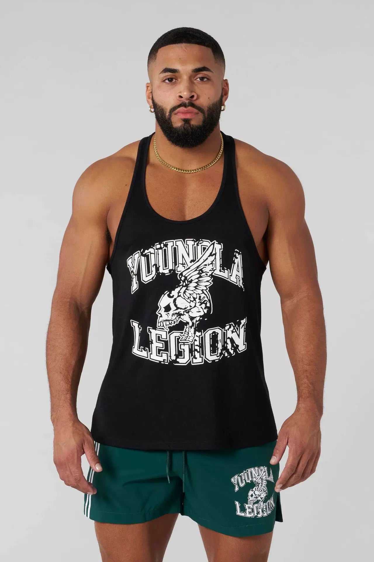 YOONGLA's new American style muscle fitness tank top, jogger's gym workout and fitness training tank top
