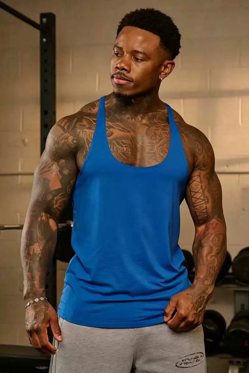 YOUNG Li American style new men's vest muscle sports fitness cotton print casual trend sleeveless T-shirt trend