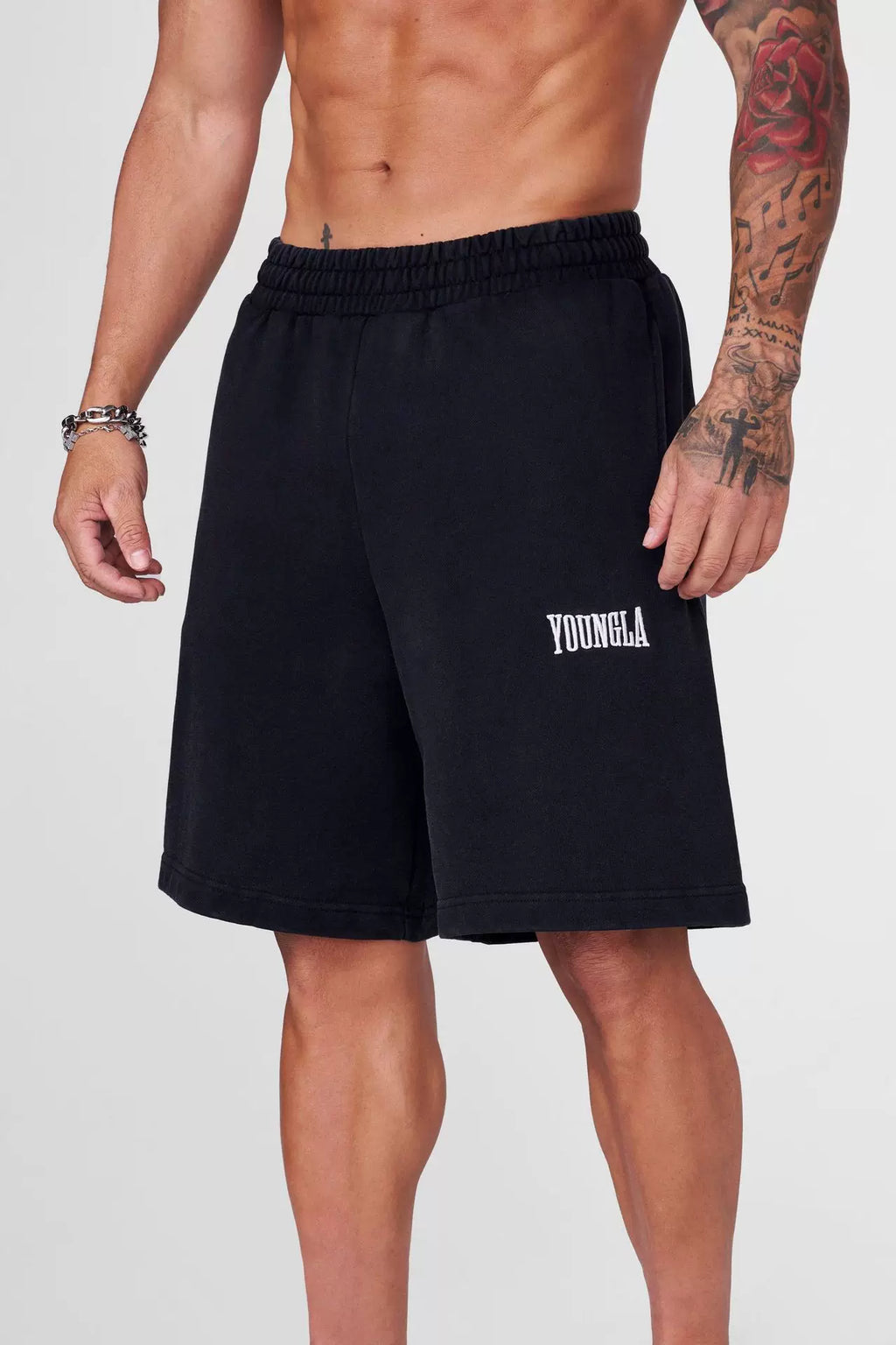 YOUNG LA American style withered leaf shorts men's casual camouflage summer retro letter loose fitness sports beach pants